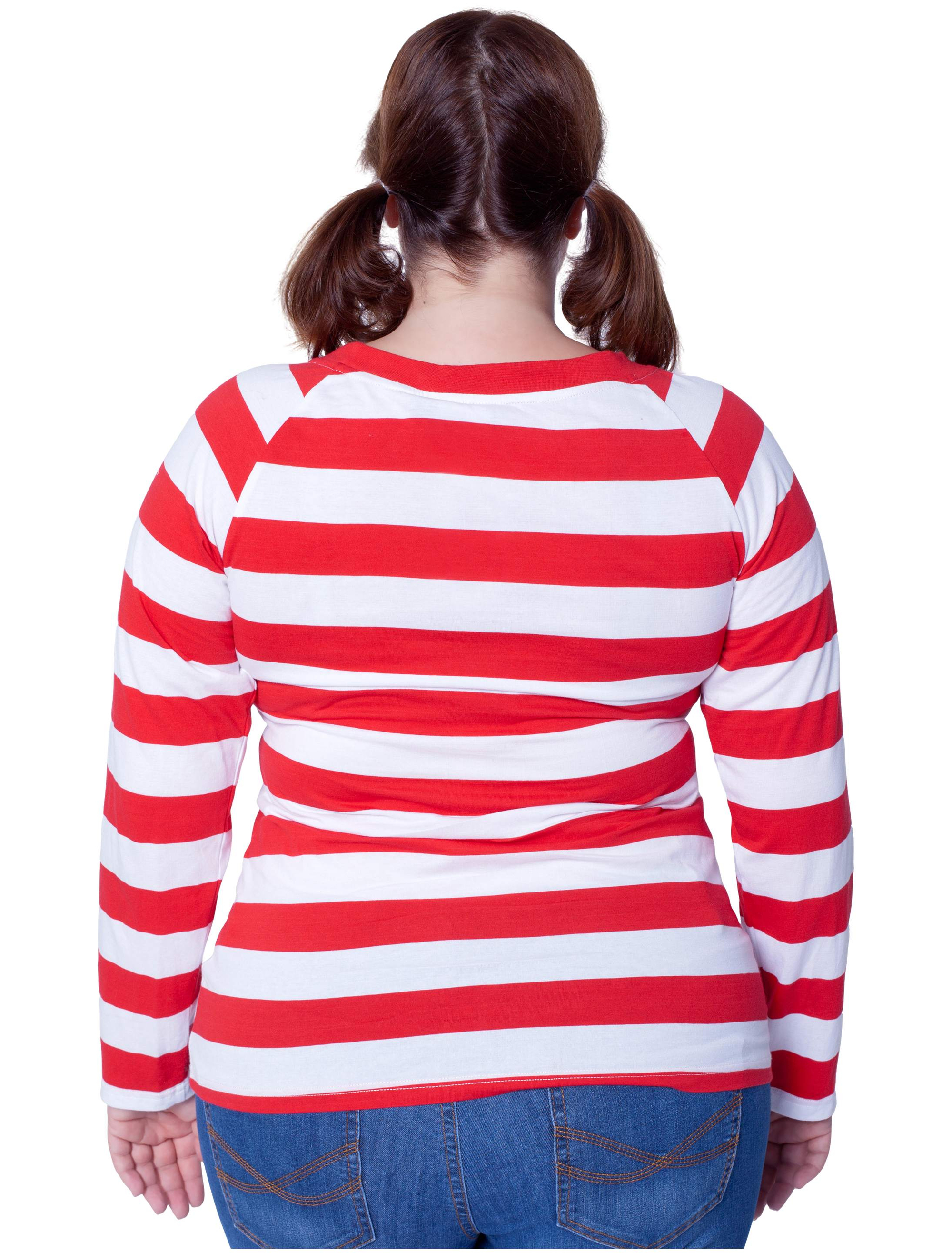 Lady-Ringelshirt kurzarm Damen rot/weiß 2XL