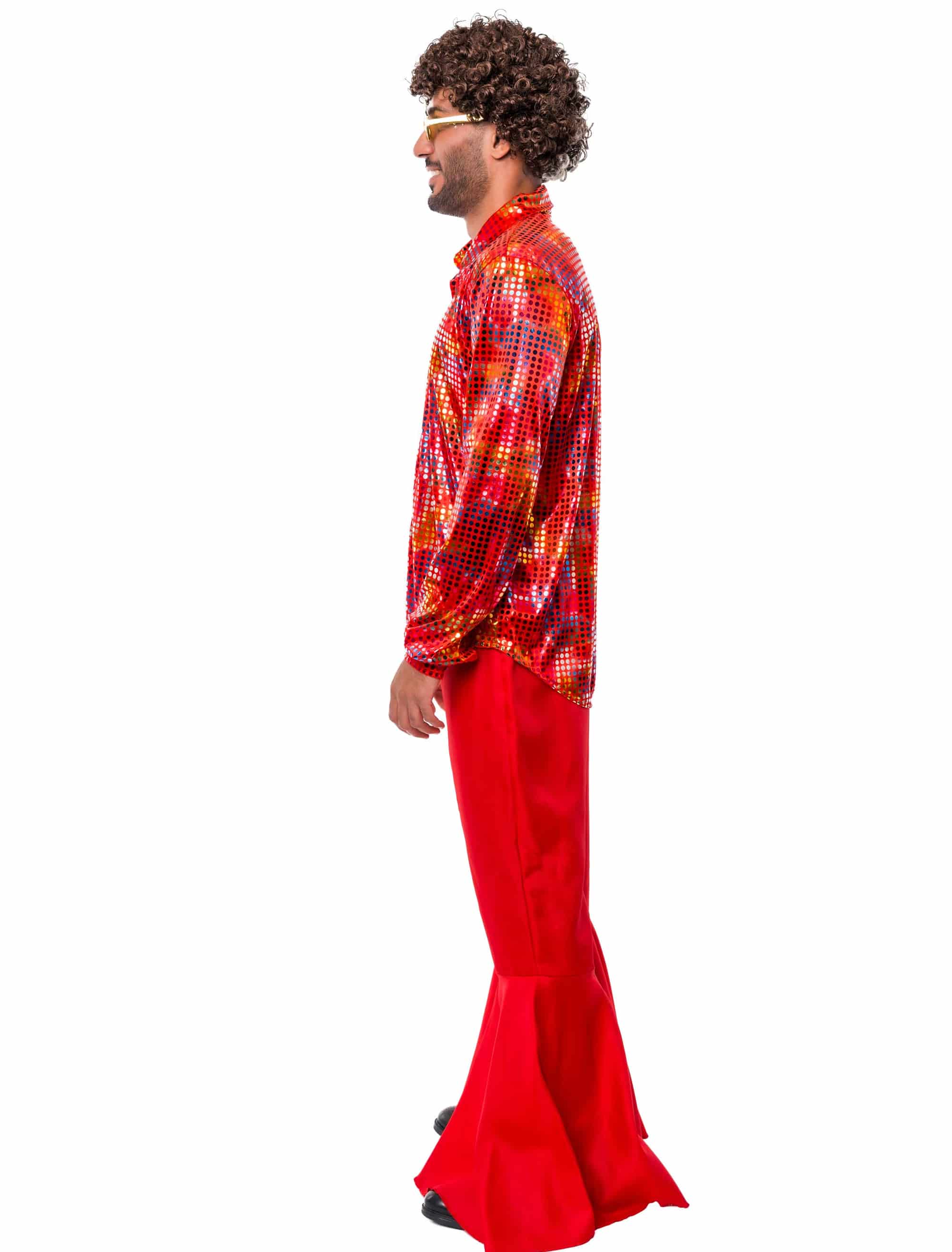 Hemd Disco Gepunktet Herren rot M/L