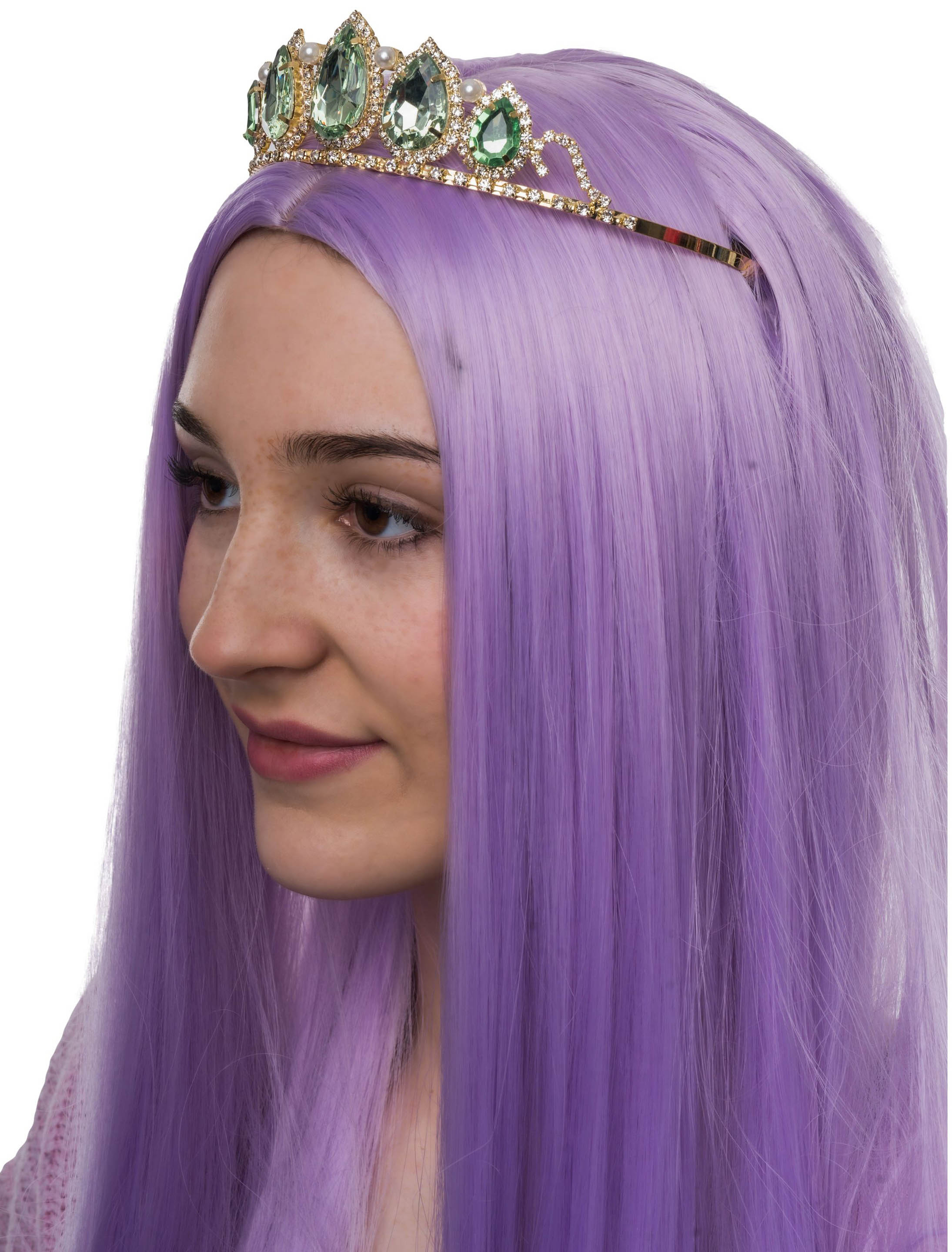 Diadem gold mit Kristall Damen grün/gold