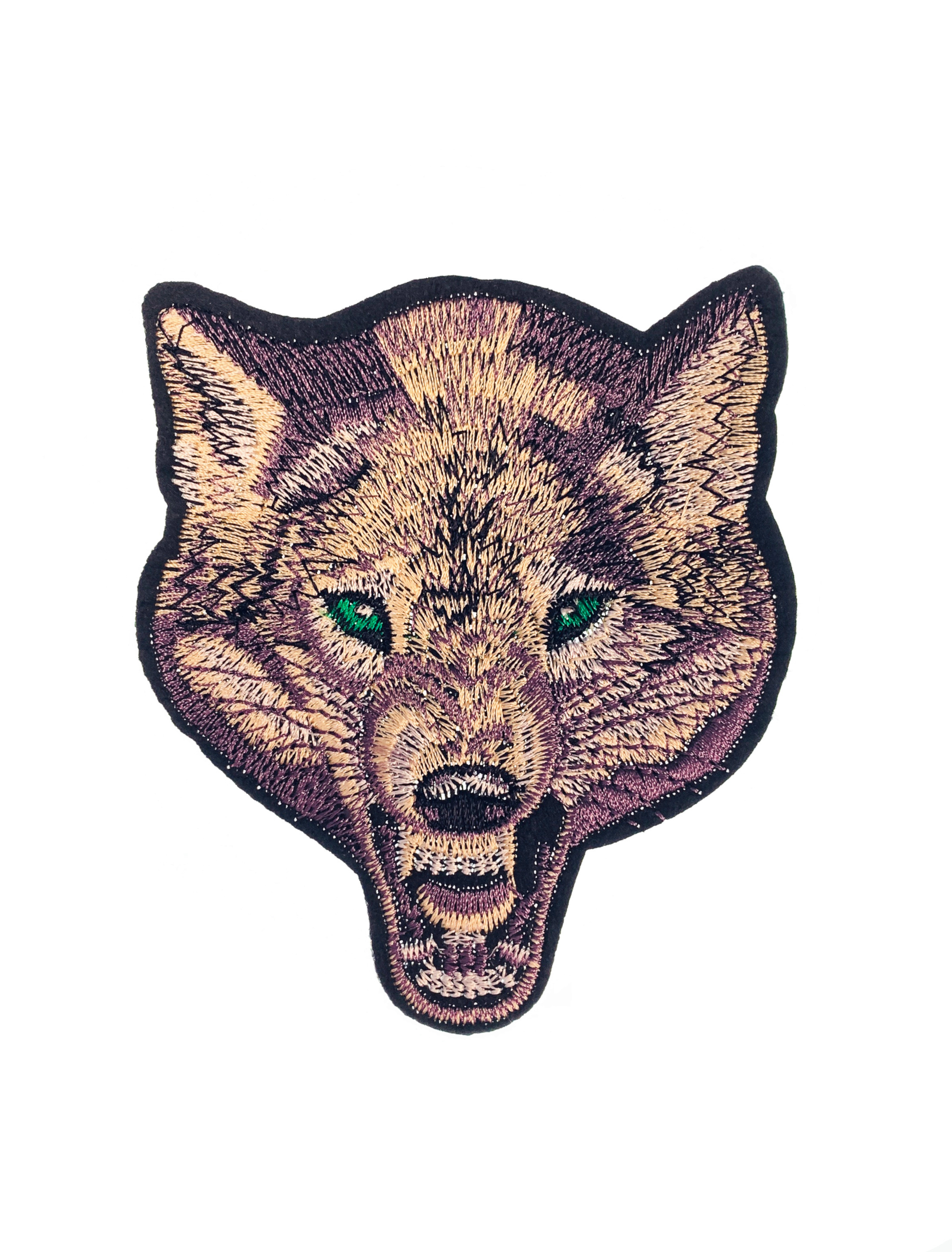 Bügelpatch Wolf grau 10,7cm