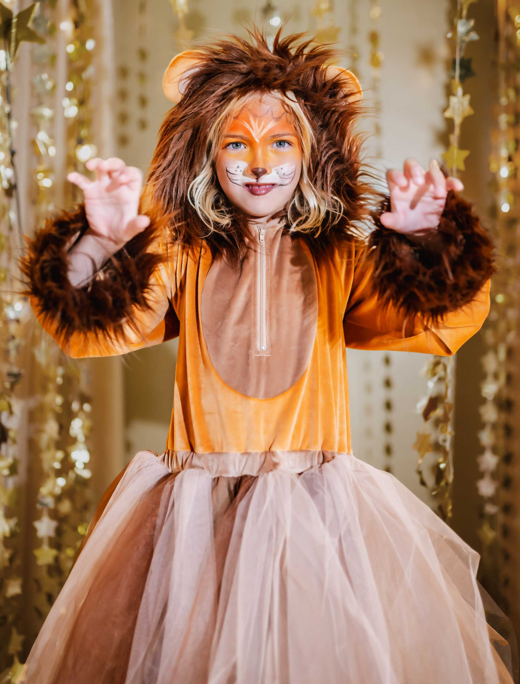 Kleid Löwe mit Kapuze Kinder braun 104