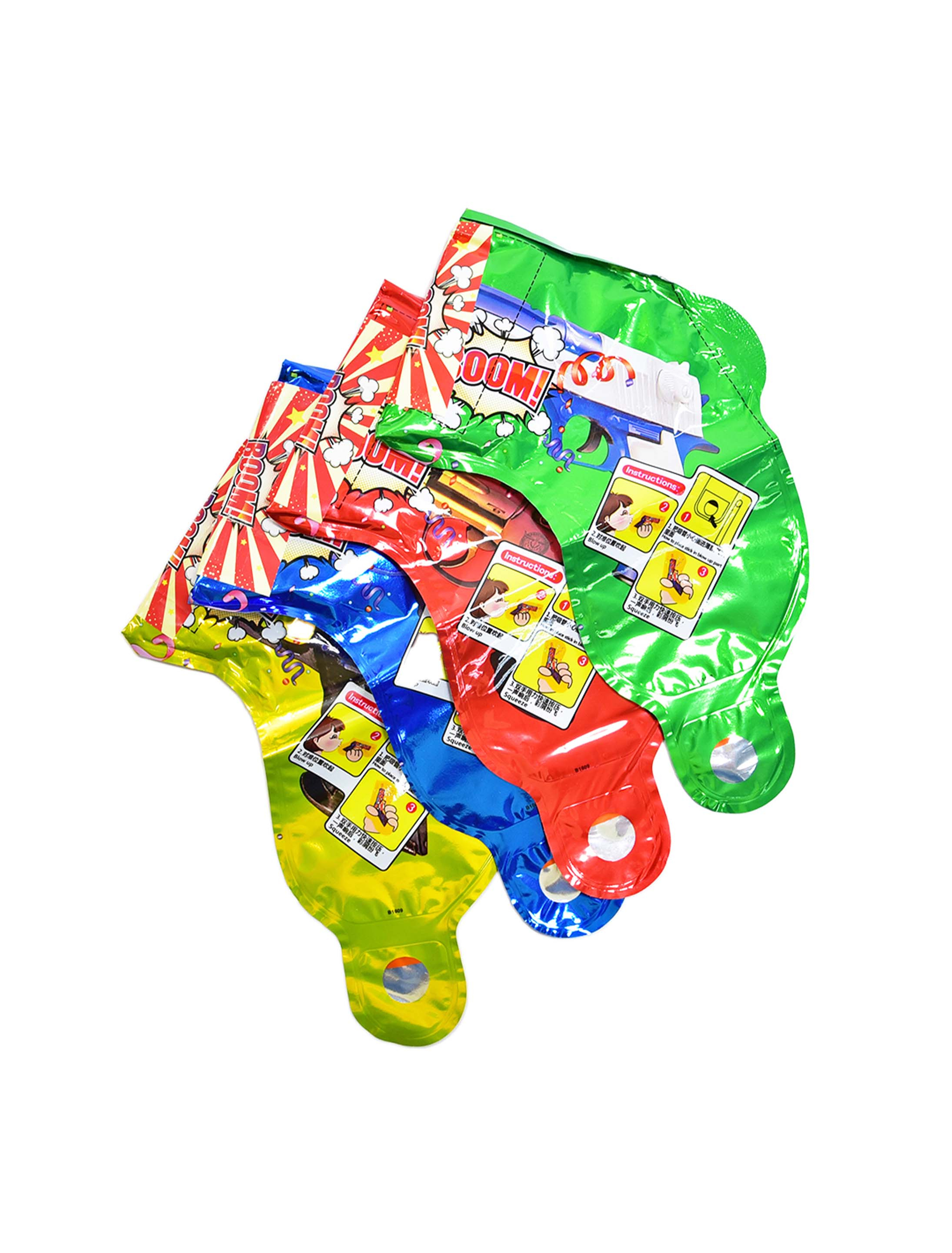 Konfettipistole aufblasbar 4 Stk. bunt