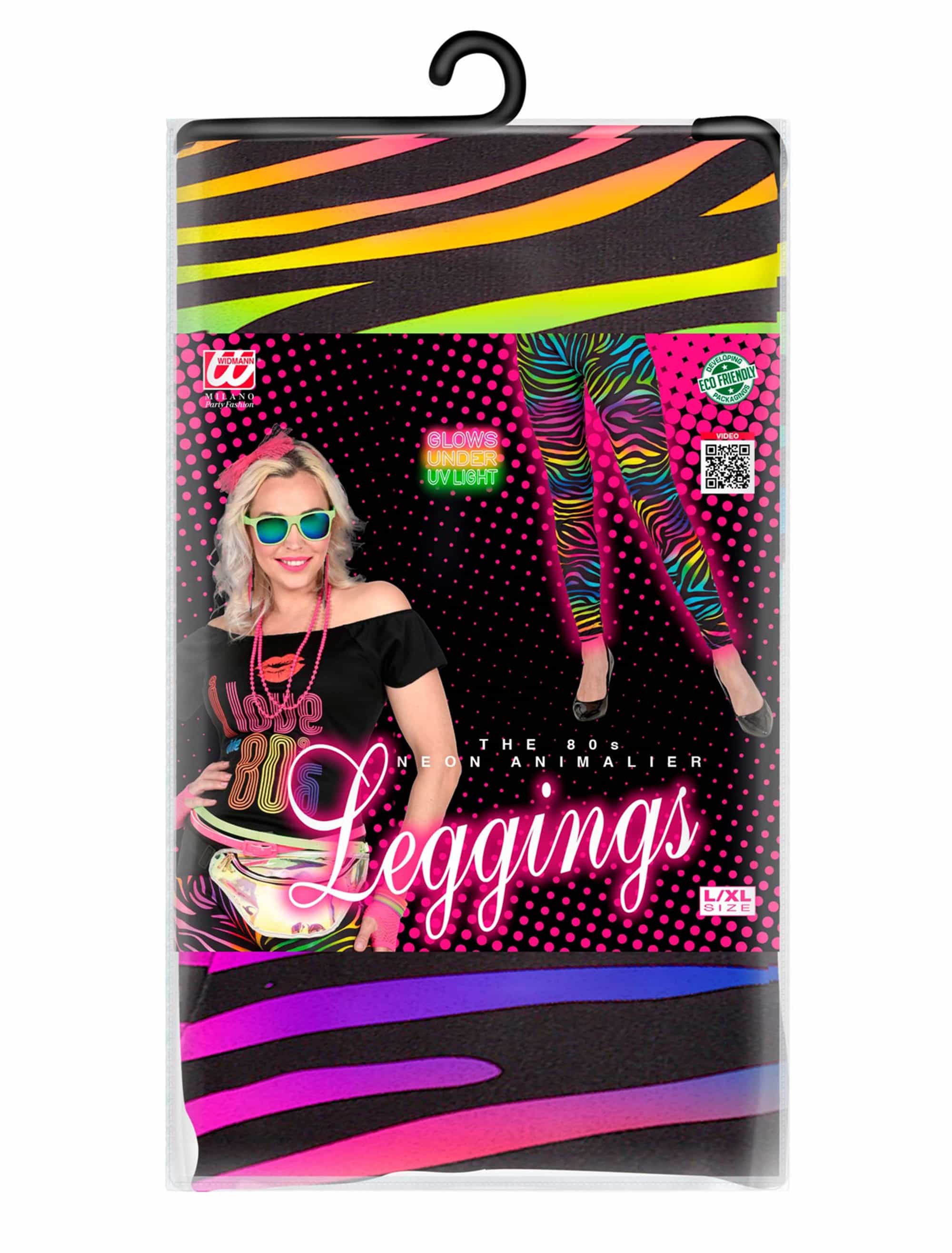 Leggings 80er Tigerprint Damen bunt S/M