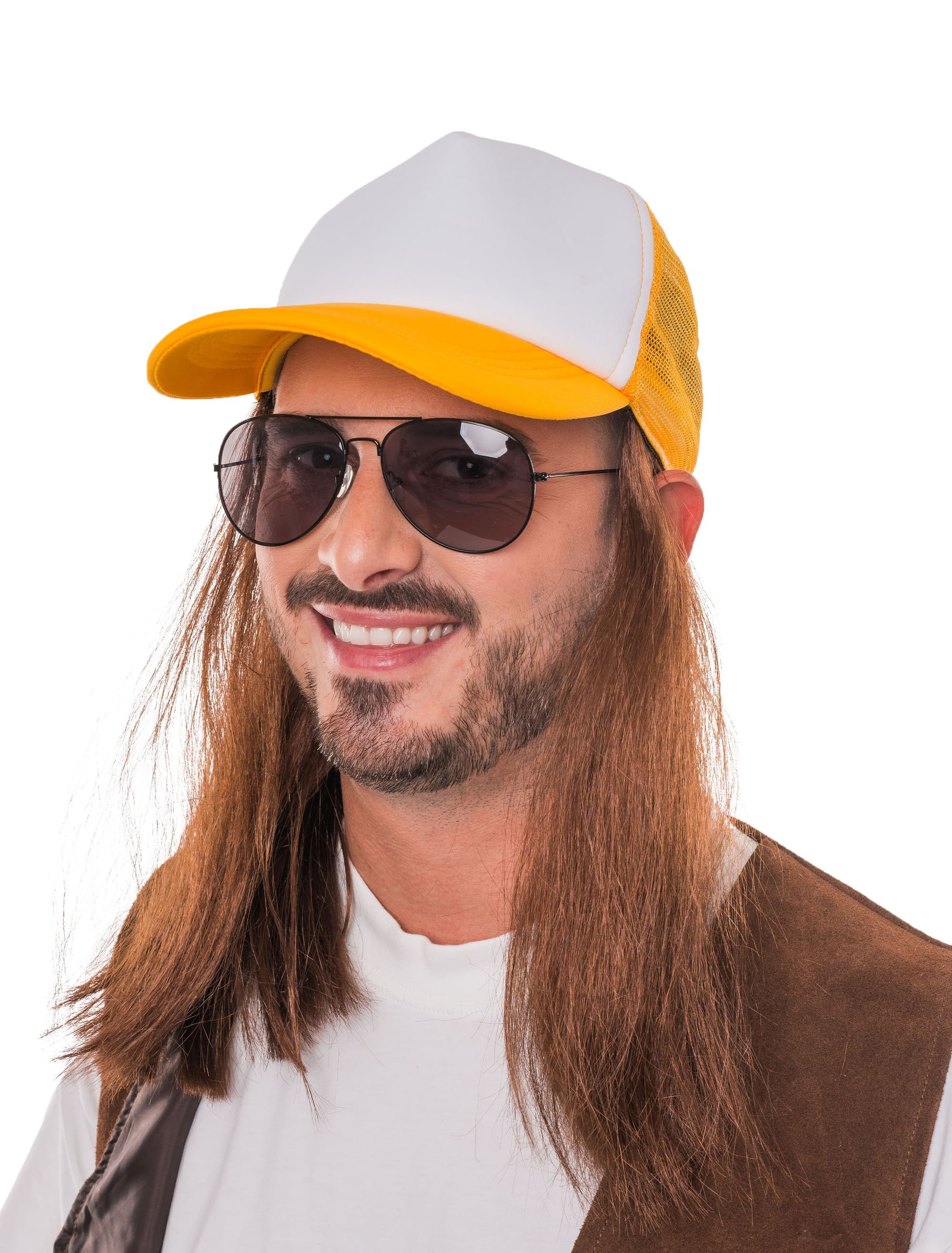 Baseballcap mit Haaren gelb/weiß