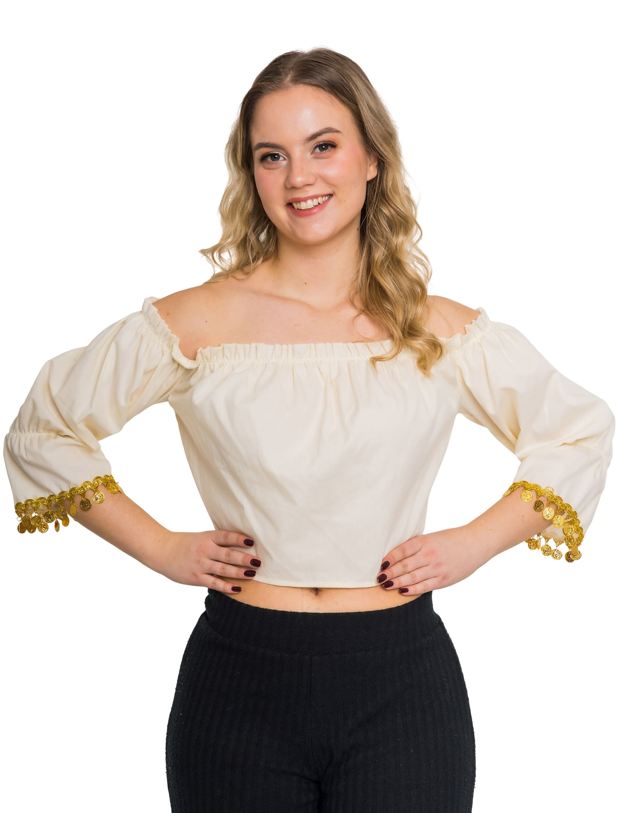 Bluse Wahrsagerin kurz Damen beige M/L