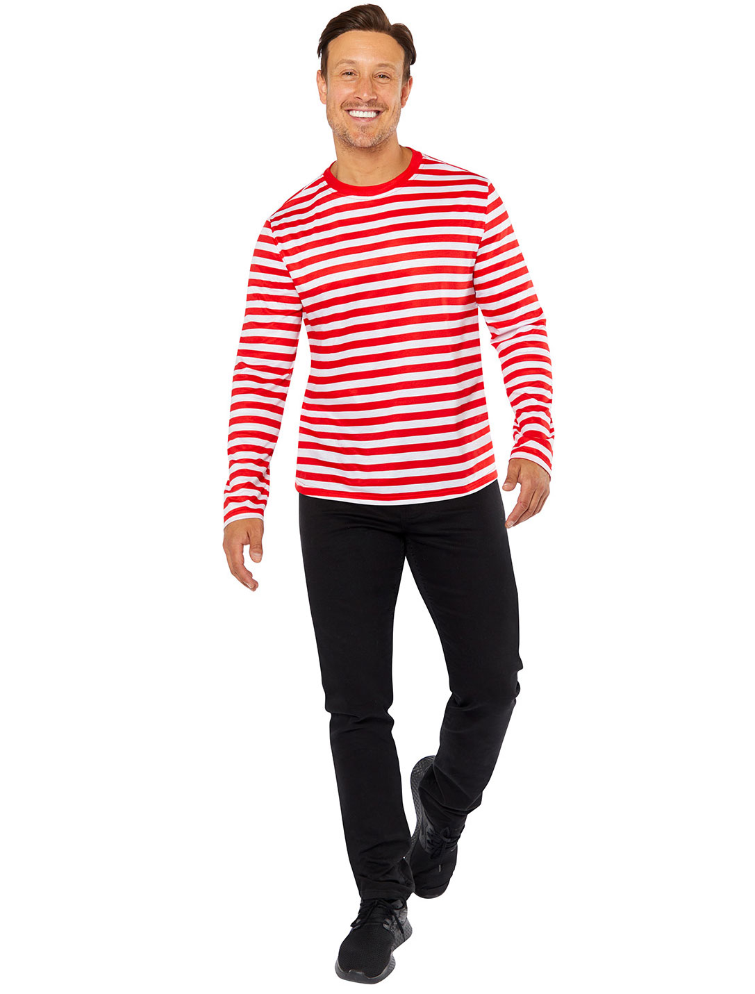 Ringelpulli langarm Herren rot/weiß 50