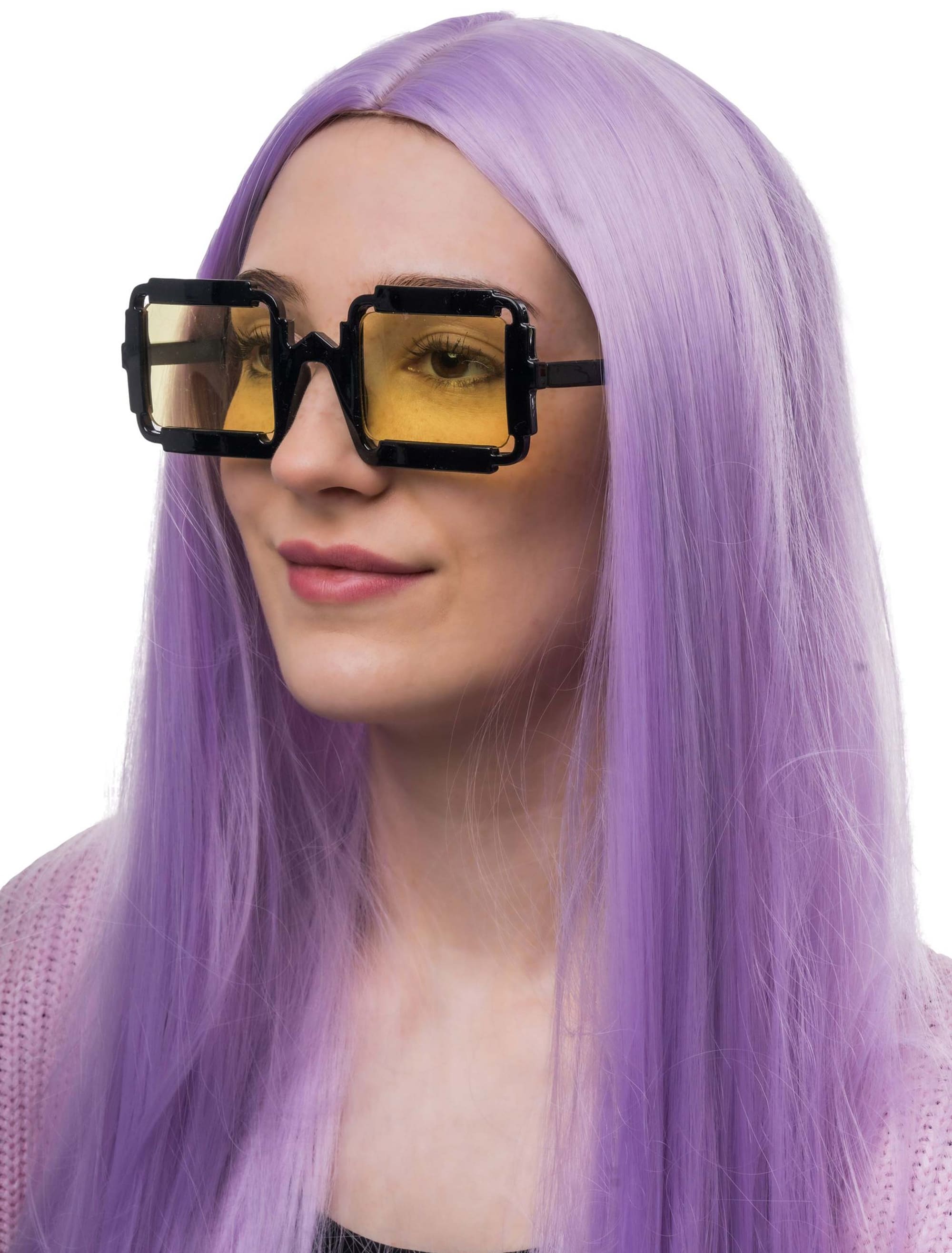 Brille eckig Gläser gelb