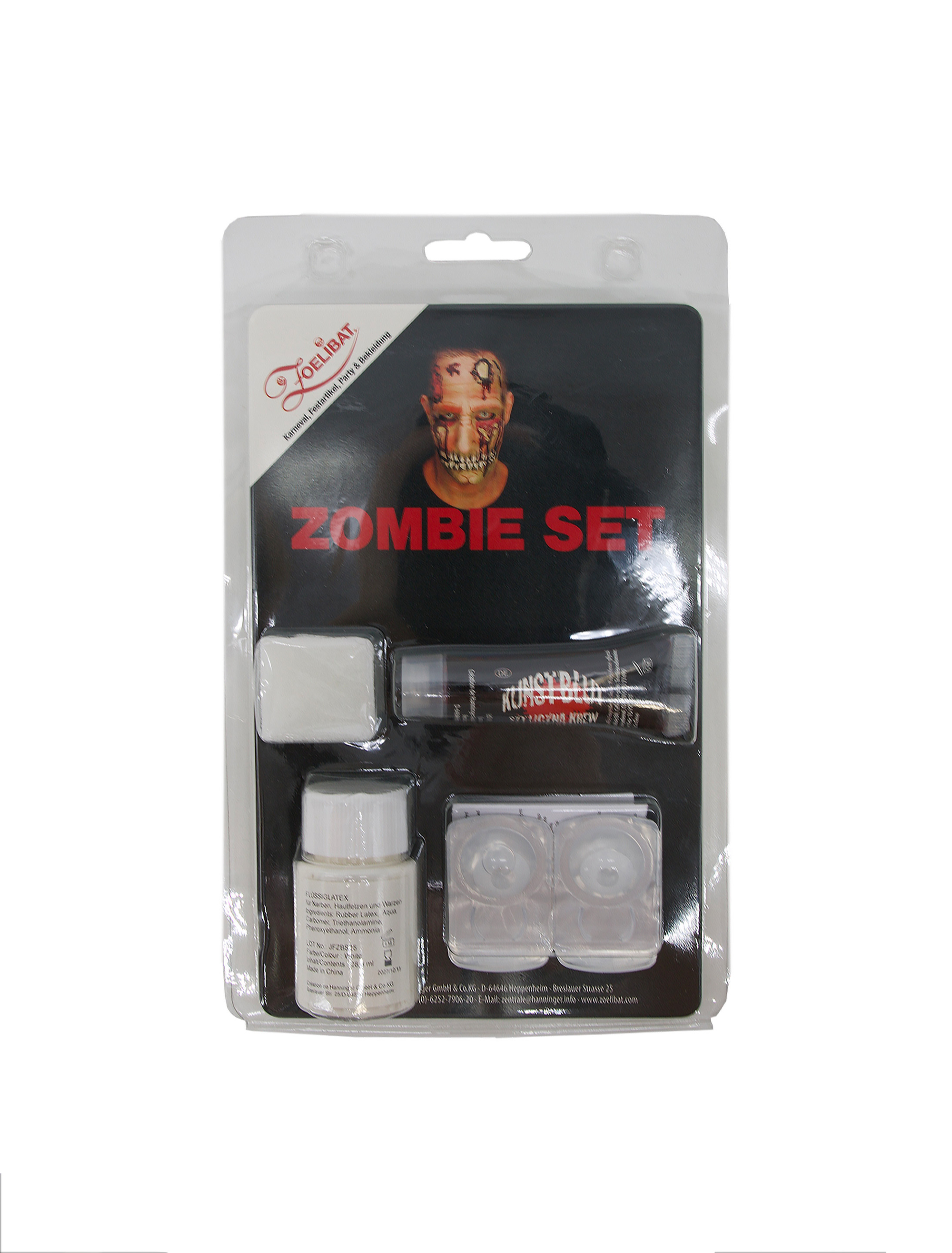Schmink-Set Zombie 4-tlg. rot/weiß