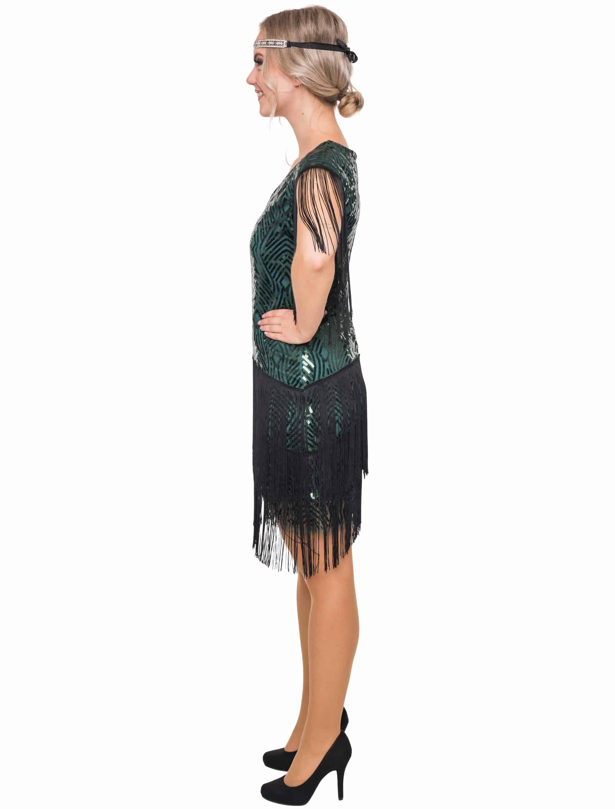 Kleid Gatsby Damen grün/schwarz S