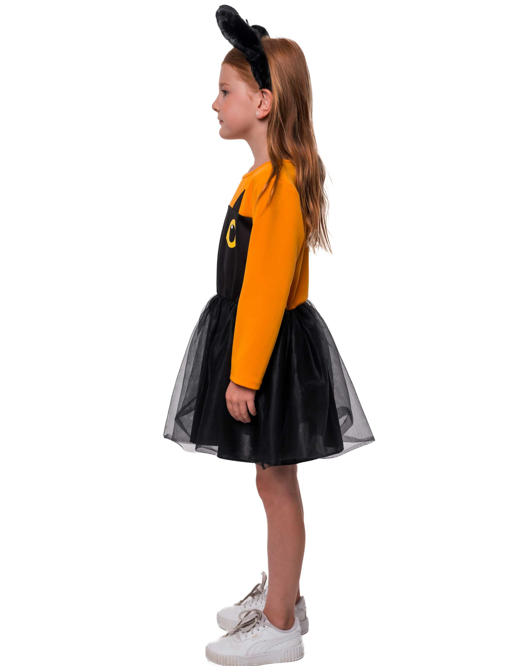 Kleid Katze Kinder schwarz/orange 104