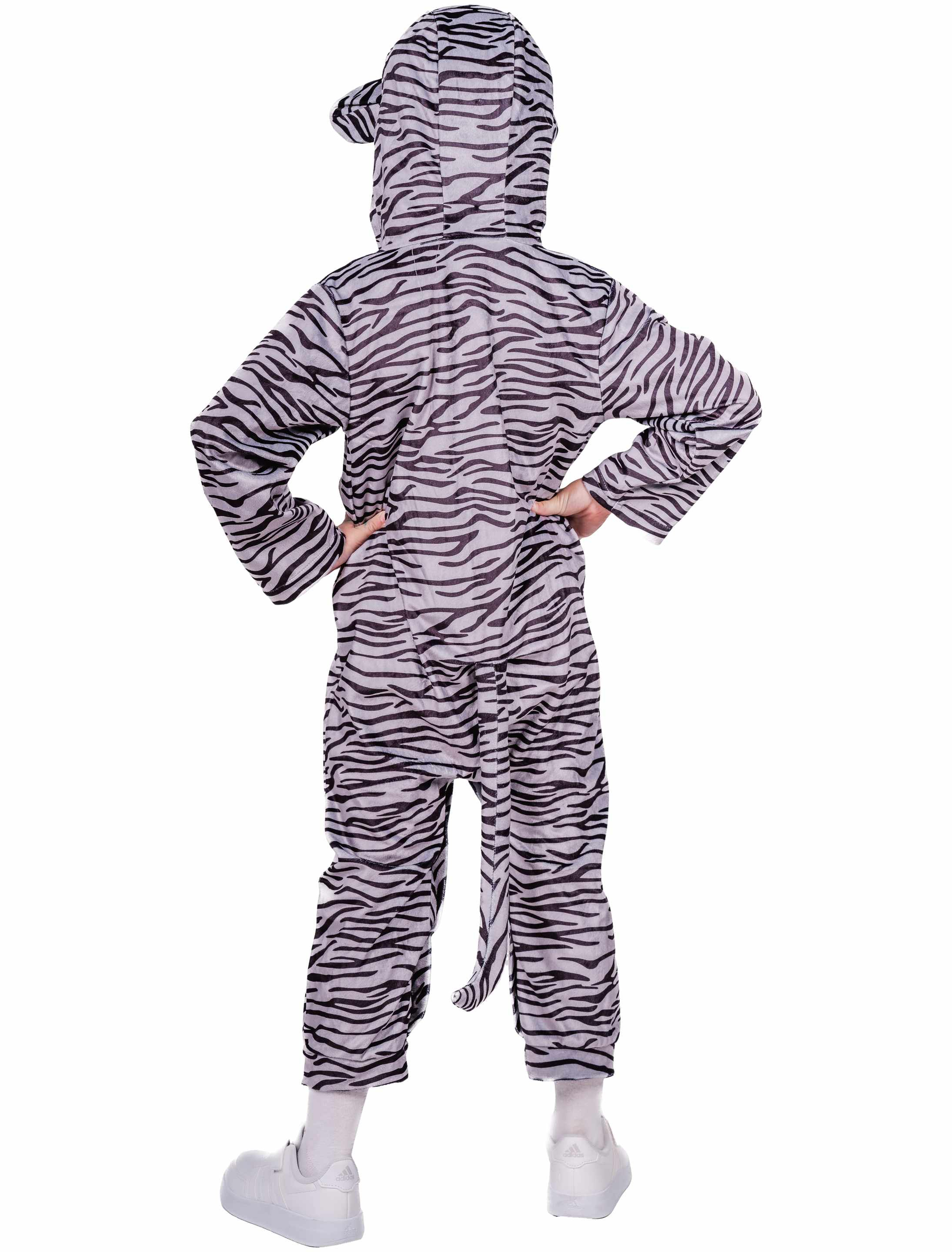 Jumpsuit mit Kapuze Tiger Kinder schwarz/weiß 116/128