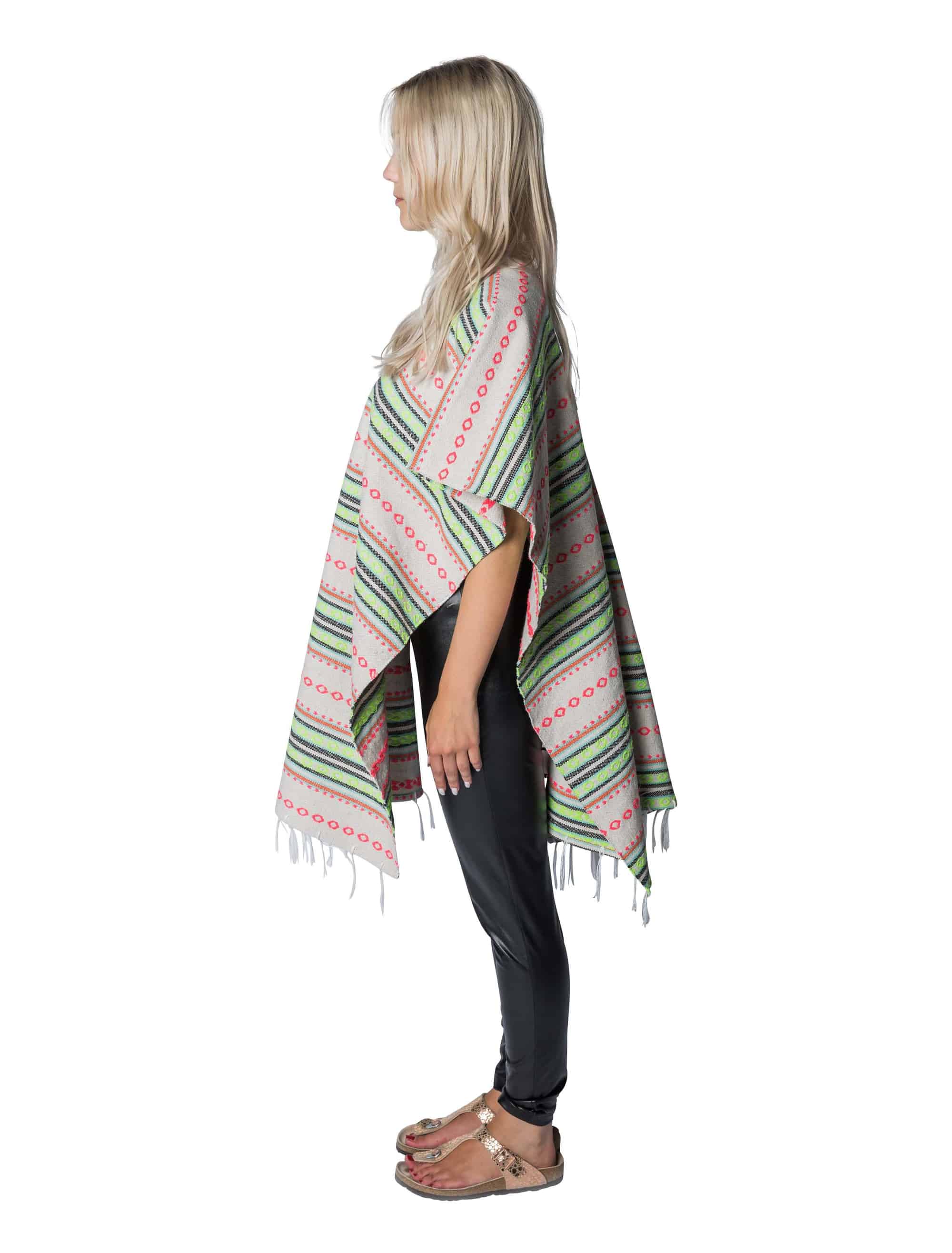 Poncho Erwachsene rot/grün