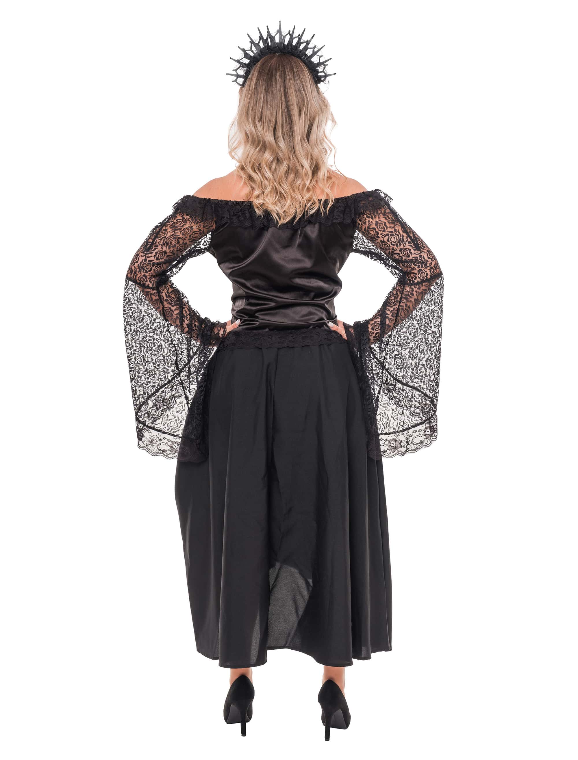 Bluse schulterfrei mit weiten Spitzenärmeln Damen schwarz XL