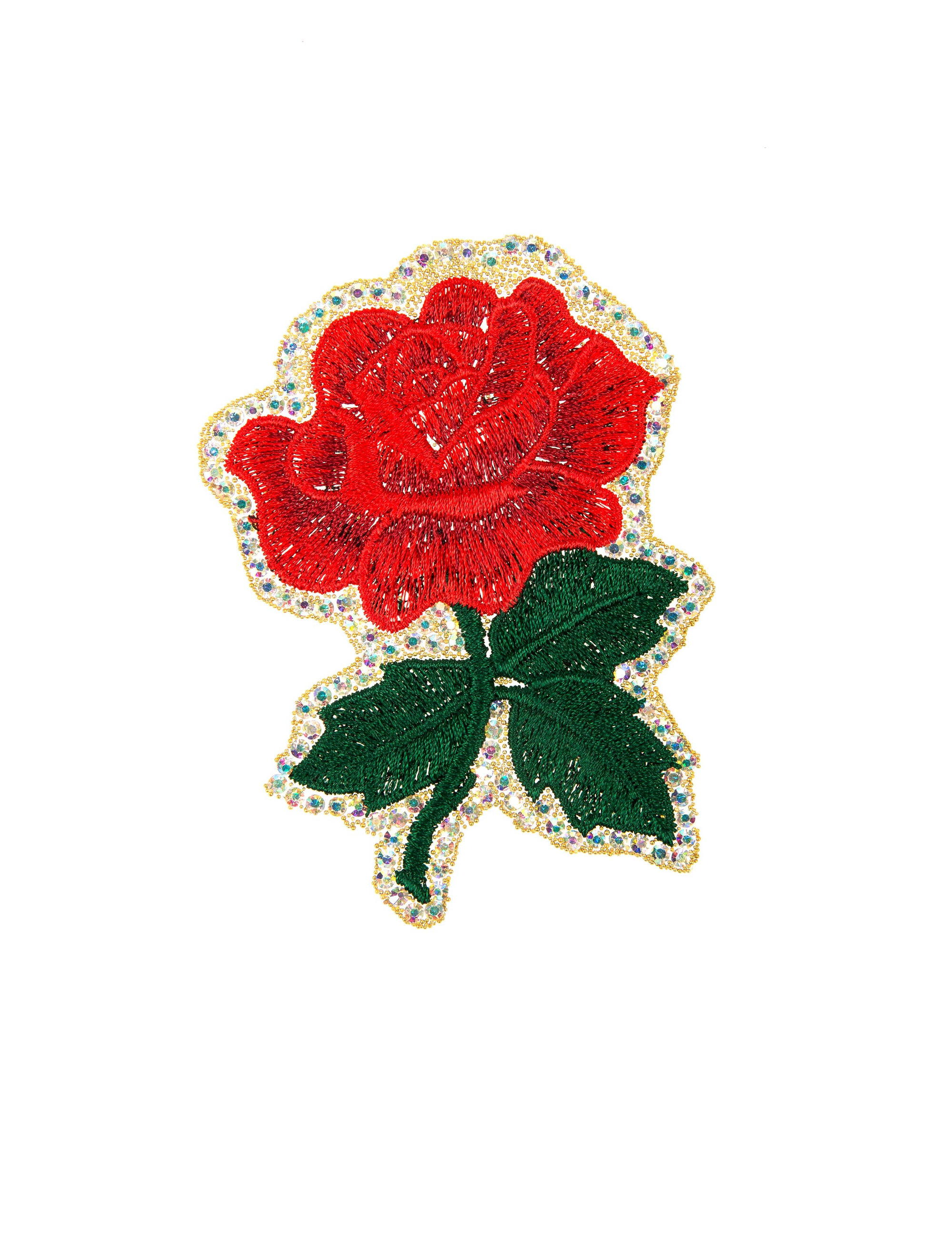 Bügelpatch Rose mit Strasssteinen