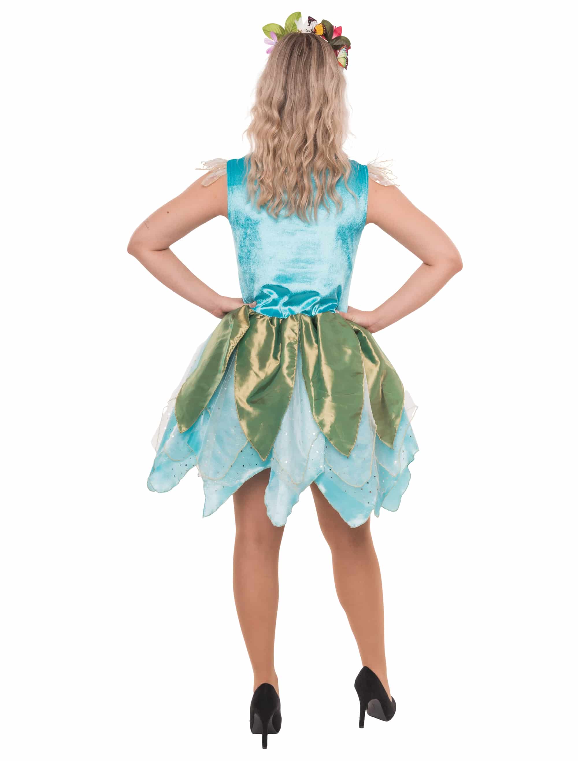 Kleid Blumenfee blau/grün S/M
