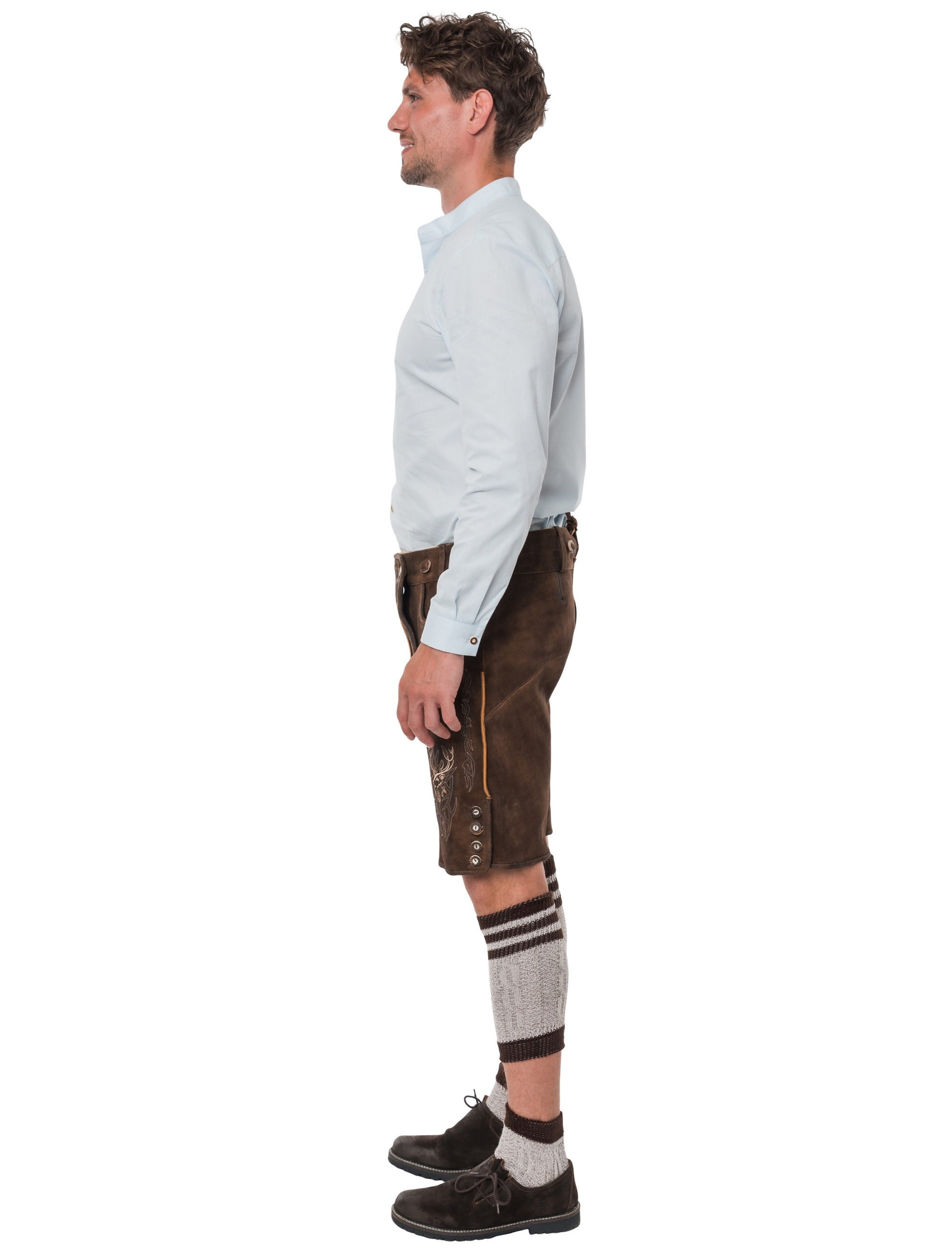 Lederhose kurz mit Hirsch Herren braun 2XL