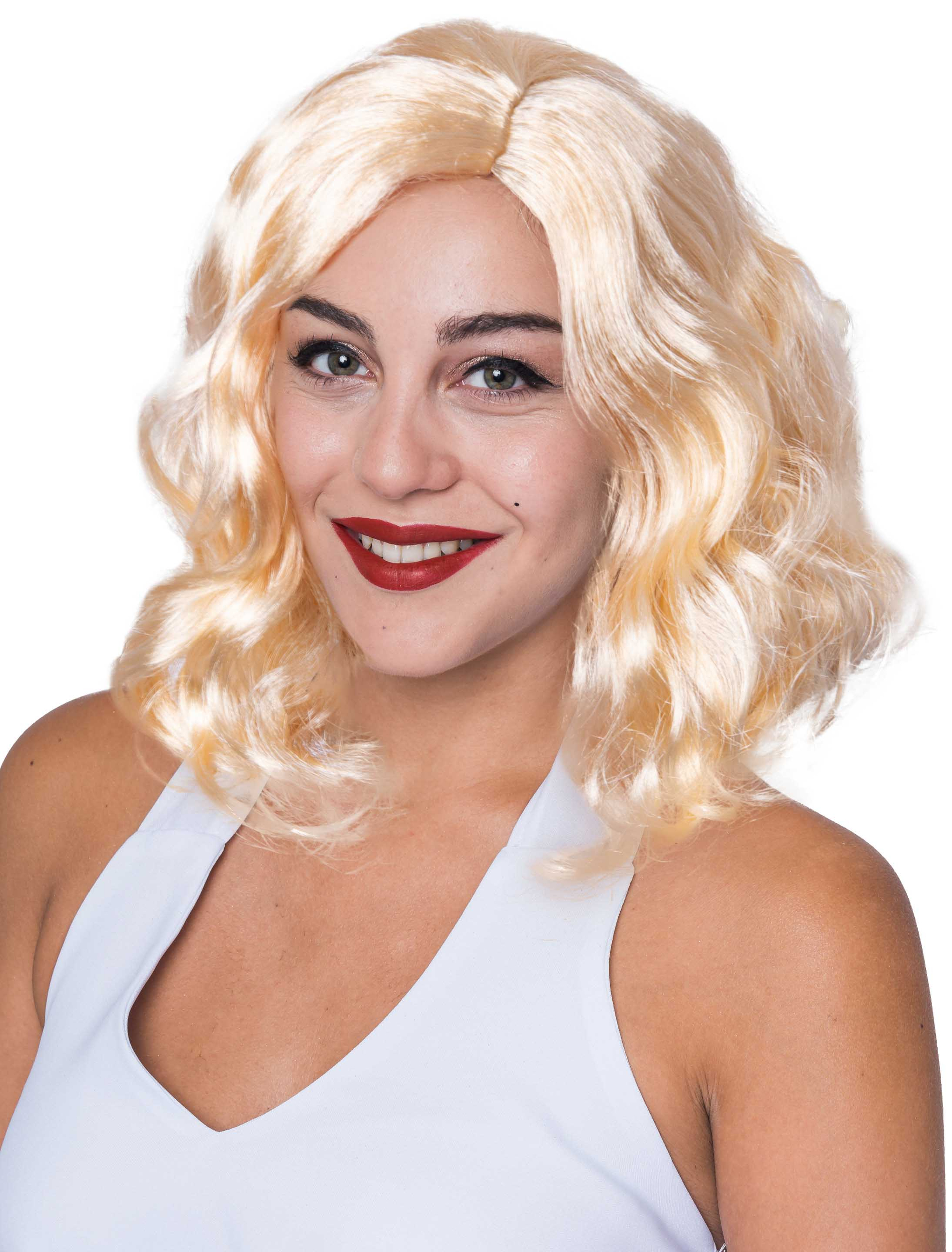 Perücke kinnlang wellig blond one size