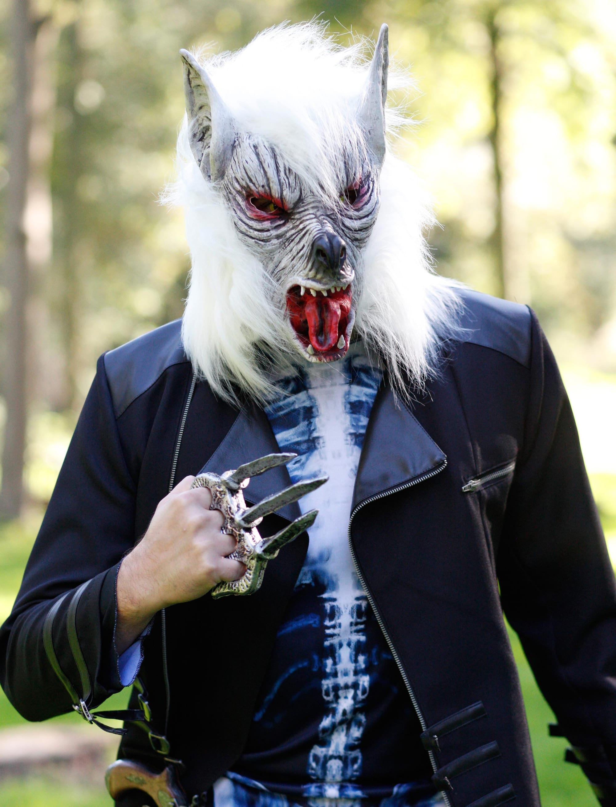 Halbmaske Wolf grau