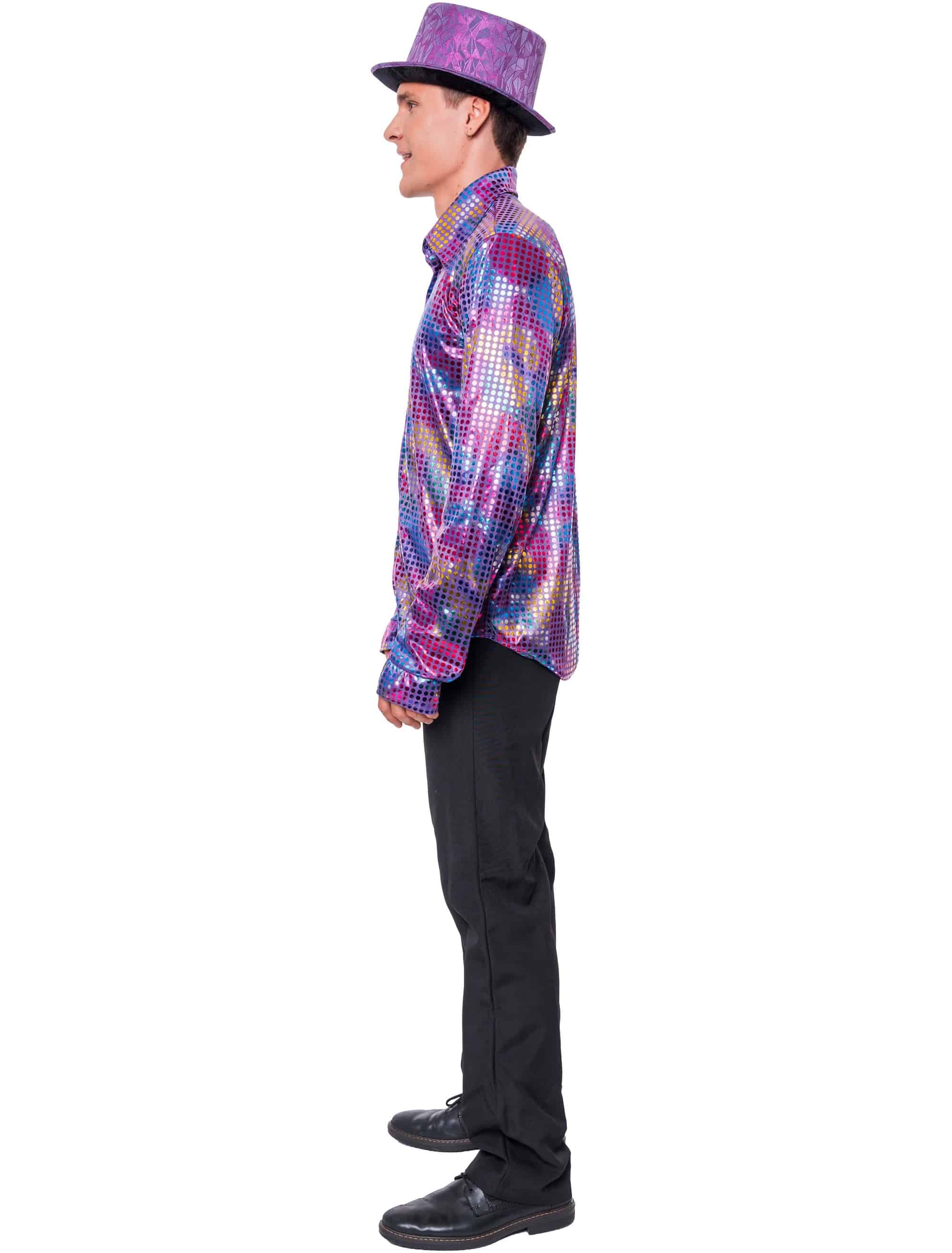 Hemd Disco Gepunktet Herren lila M/L
