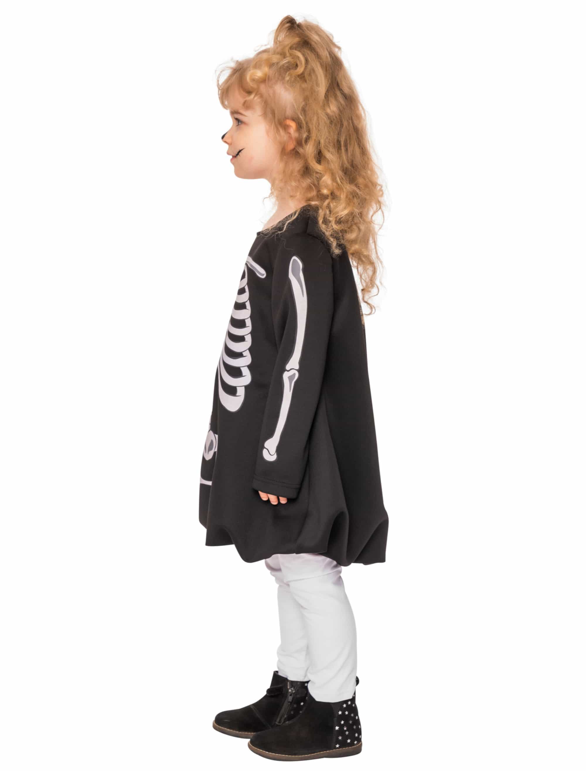 Kleid mit Knochen Kinder schwarz/weiß 86