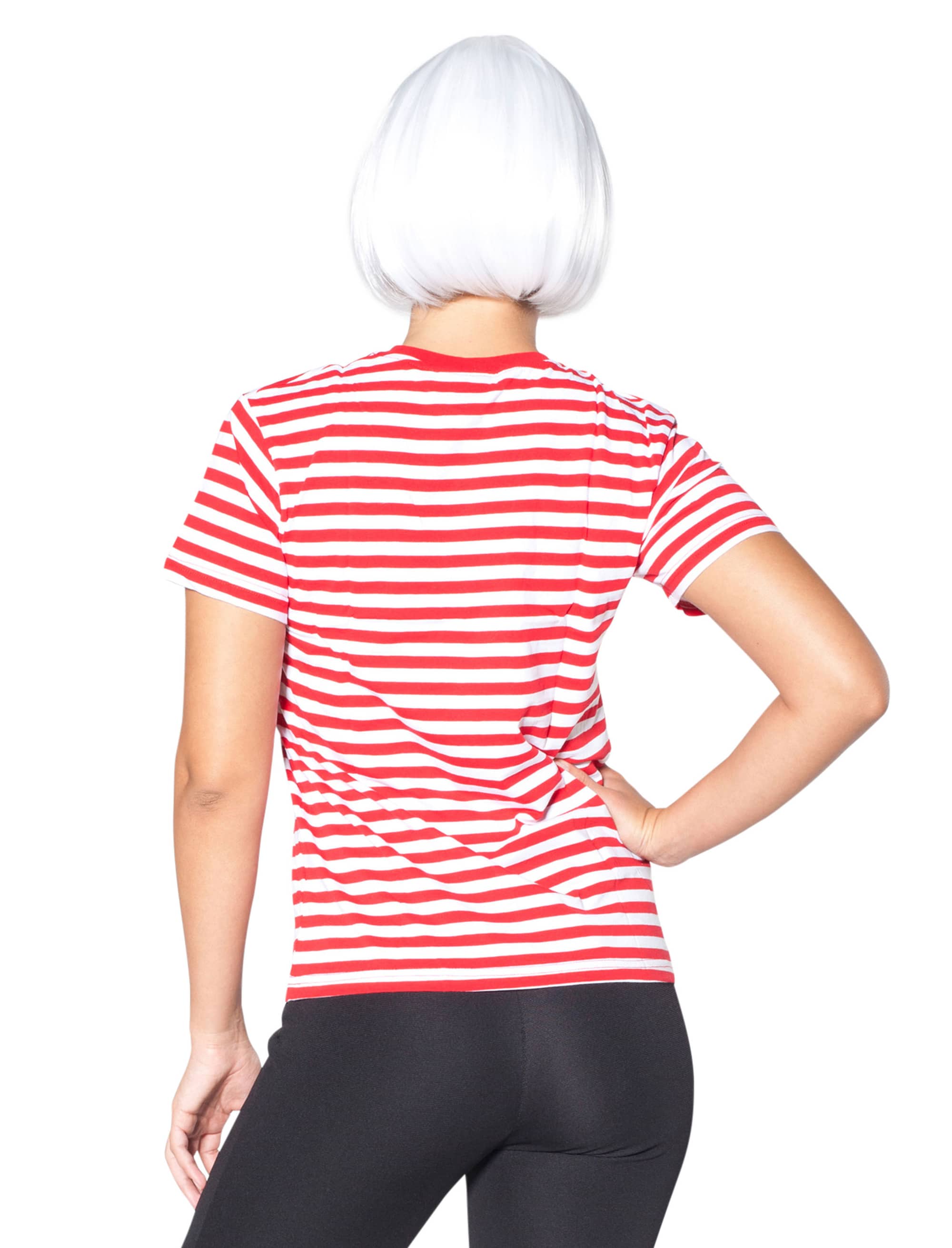 Ringelpulli kurzarm Unisex rot/weiß XS