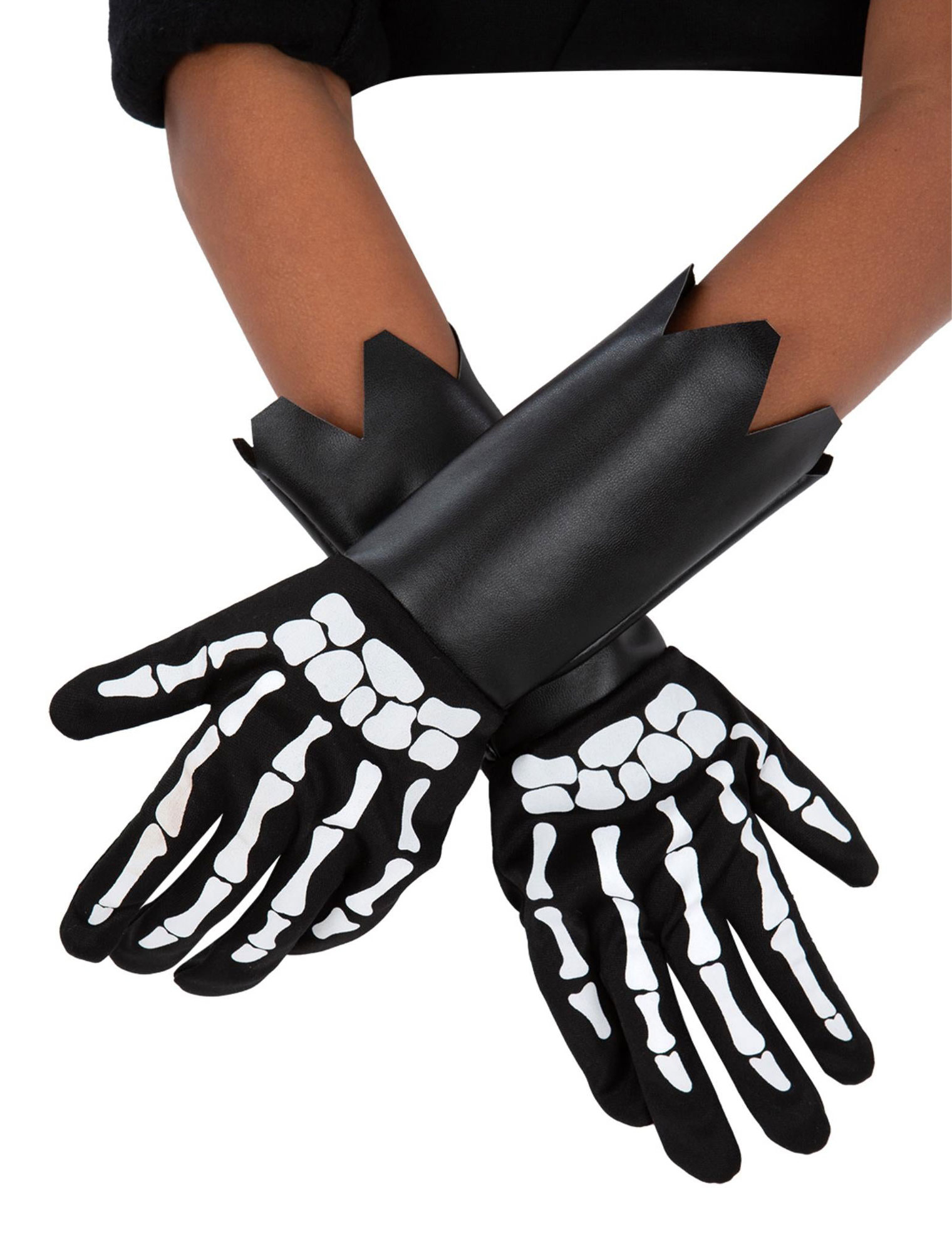 Handschuhe Skelett Kinder schwarz/weiß