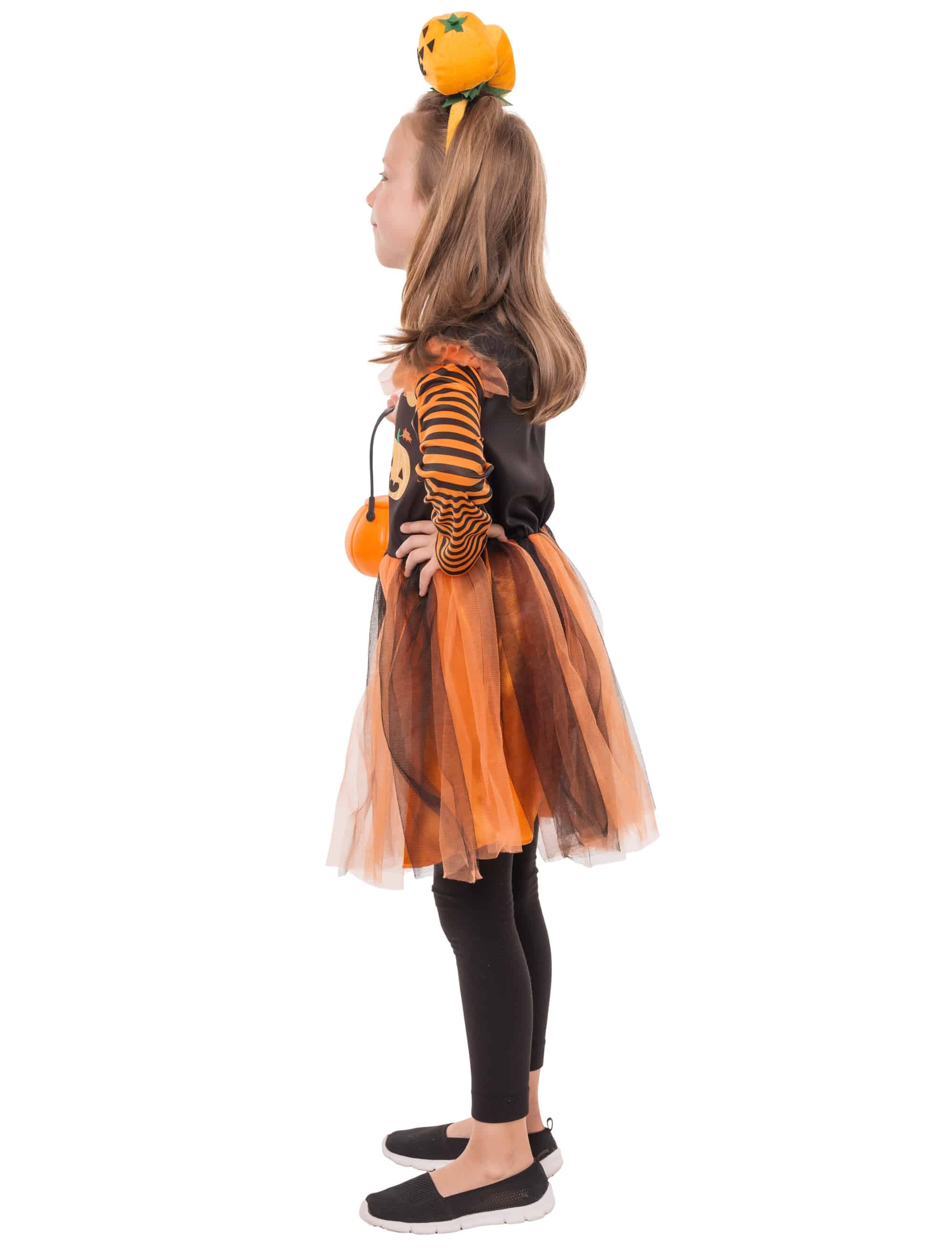Kleid Kürbis mit Mond Kinder schwarz/orange 6-8 Jahre