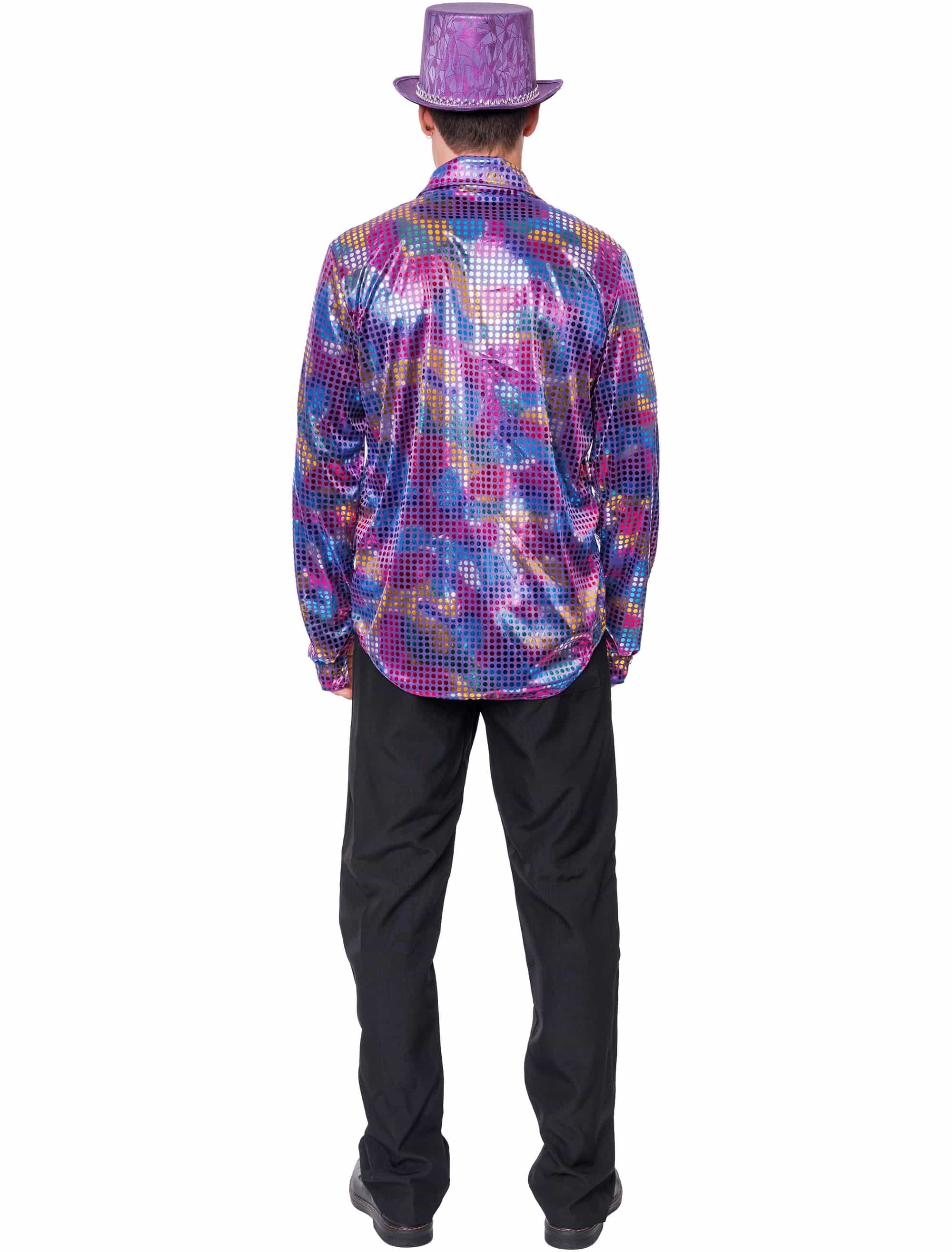 Hemd Disco Gepunktet Herren lila M/L