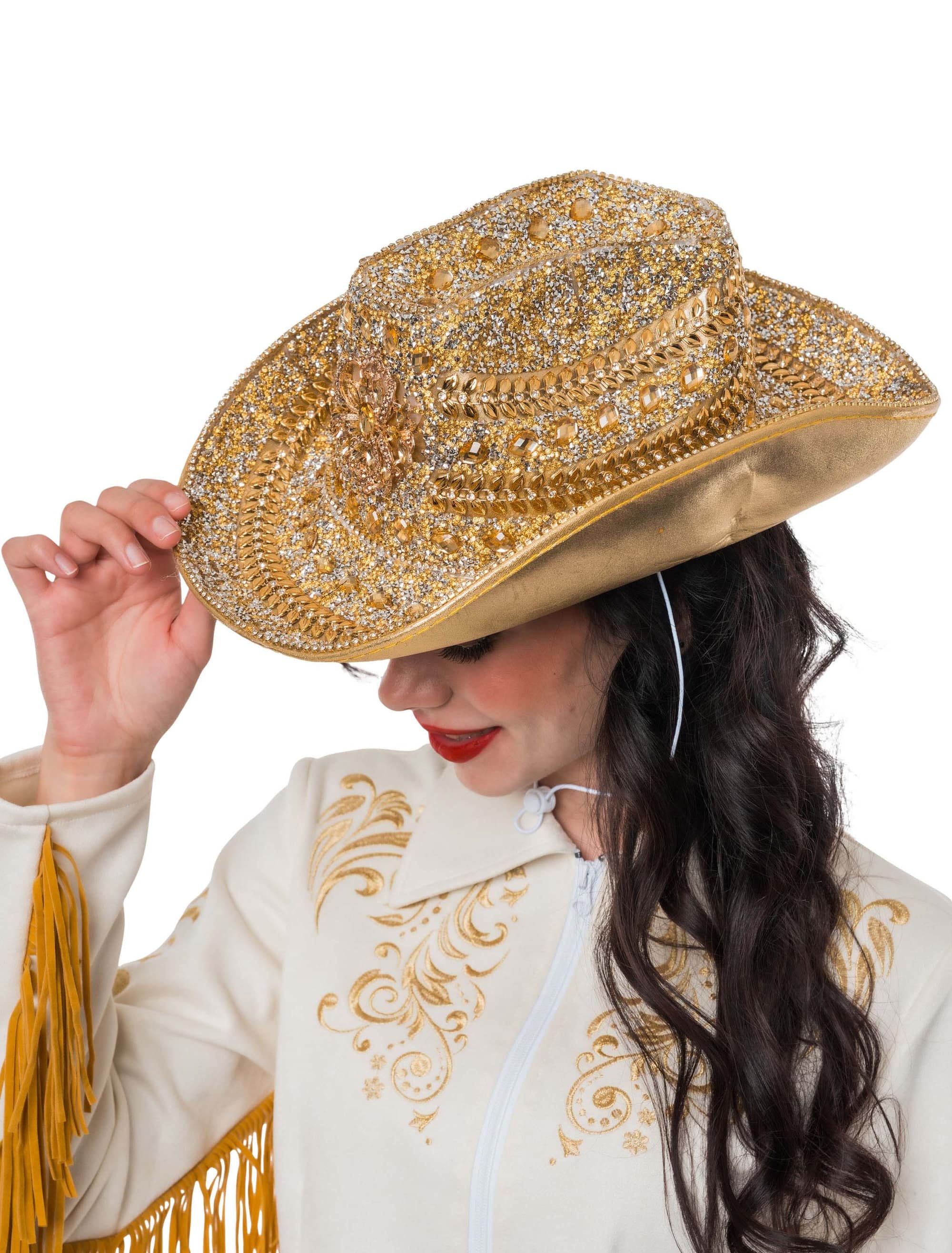 Hut Cowgirl mit Strass gold one size
