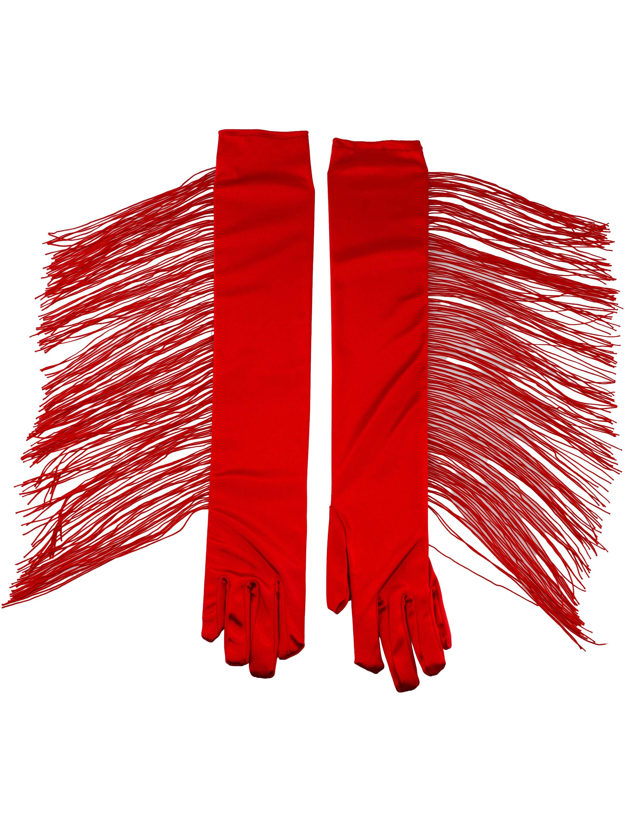 Handschuhe Satin mit Fransen Damen rot one size