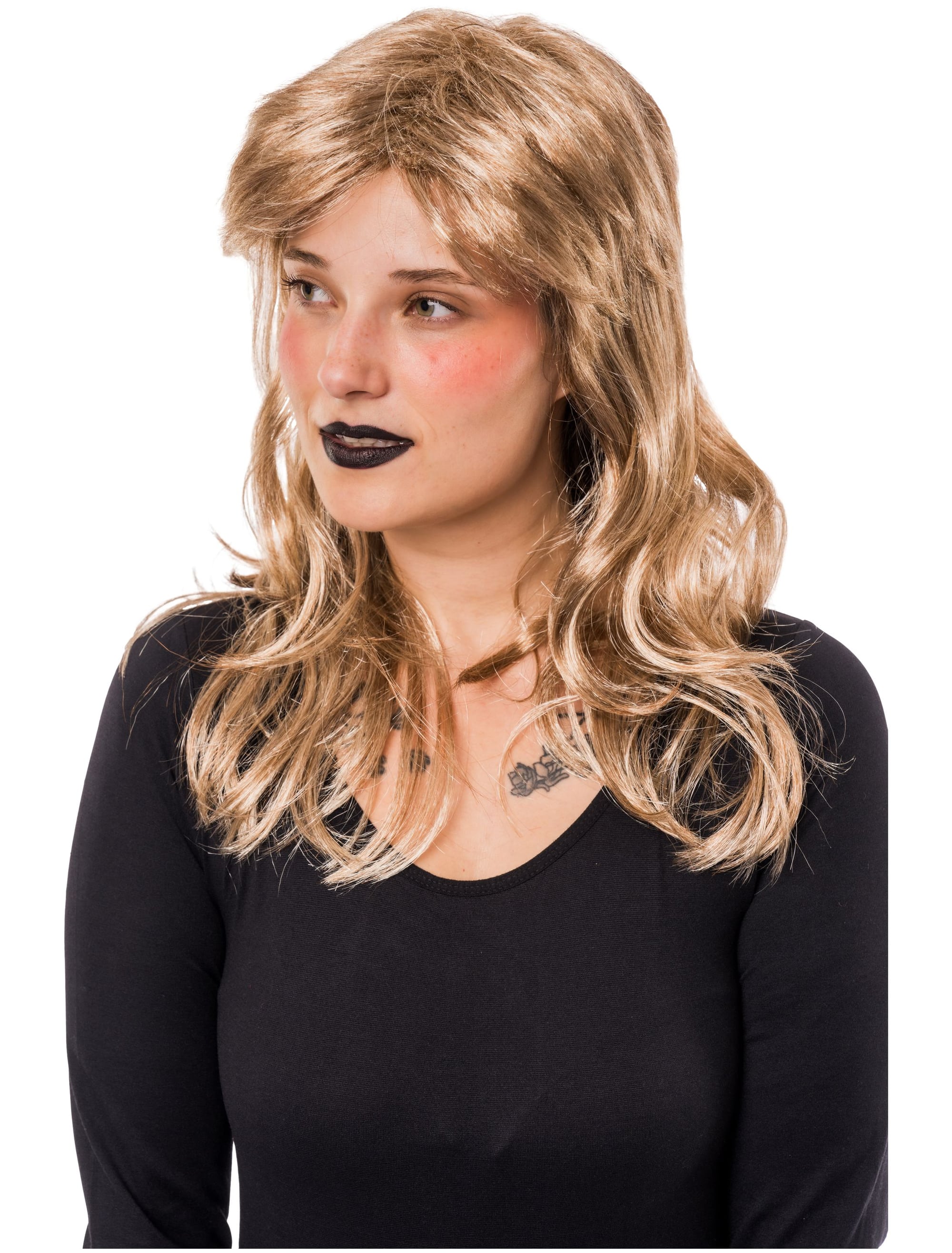 Perücke 80er Jahre Vokuhila lang blond