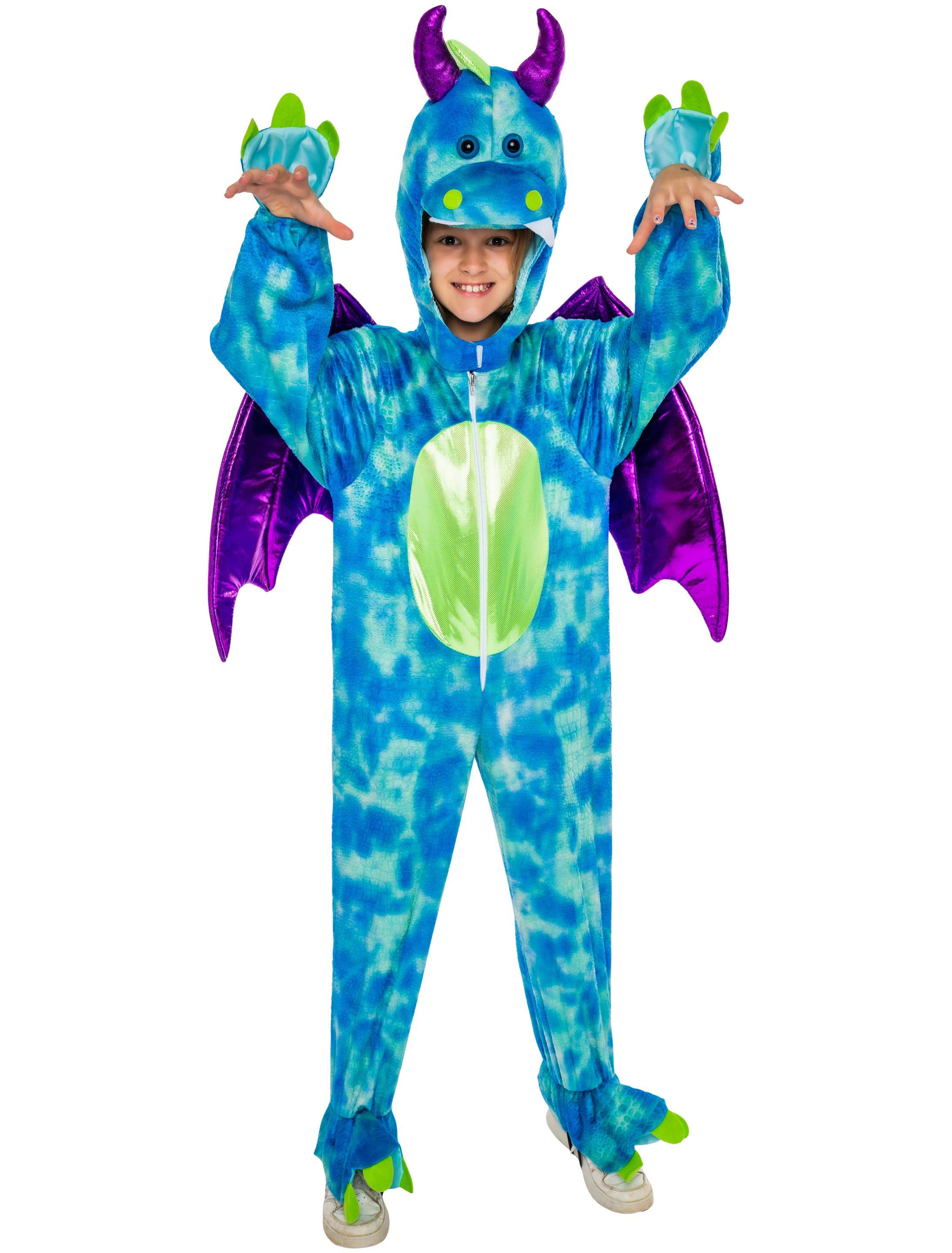 Overall Plüsch Dino Kinder Kinder blau/lila 98-104