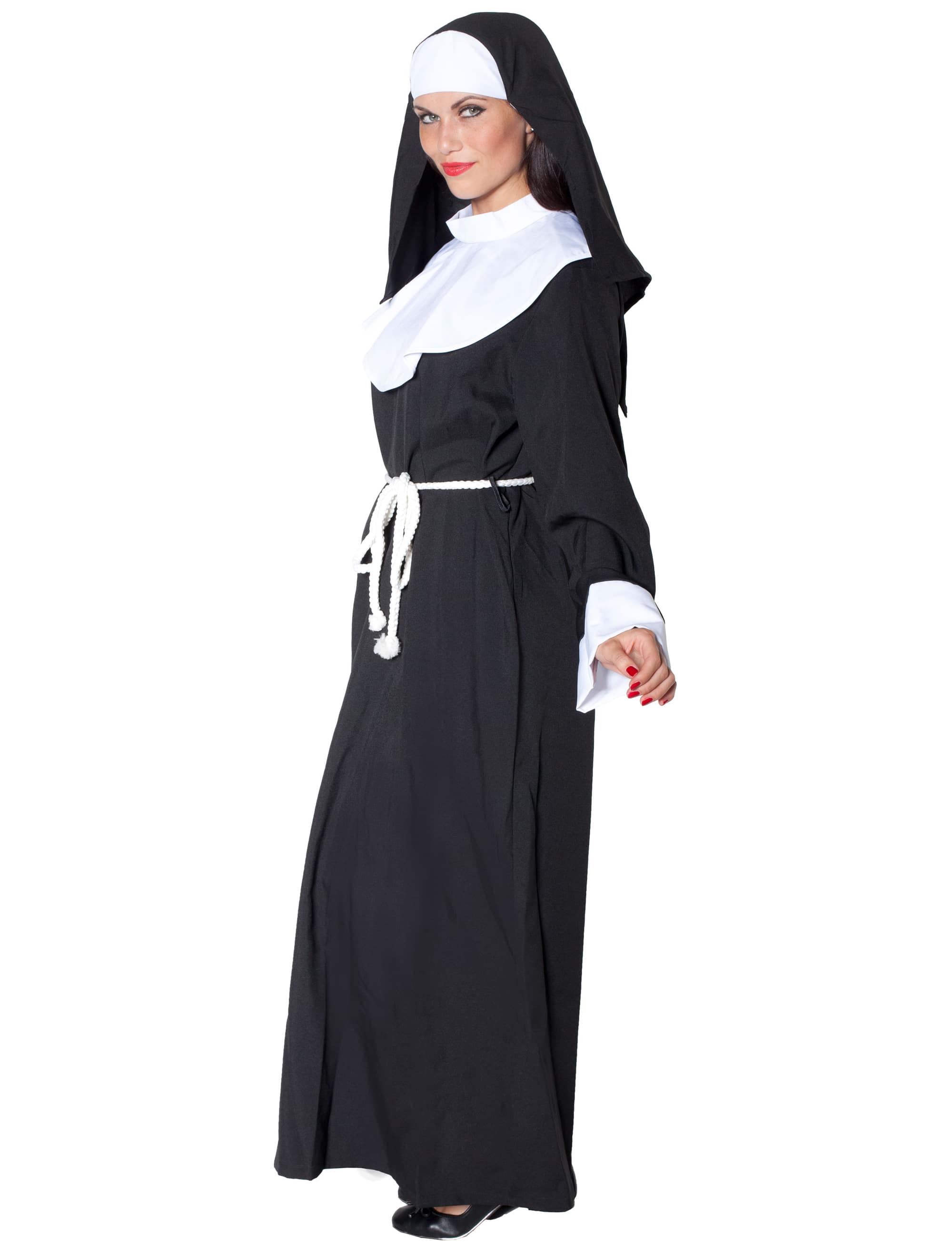 Nonne 3-tlg. Damen schwarz/weiß 36