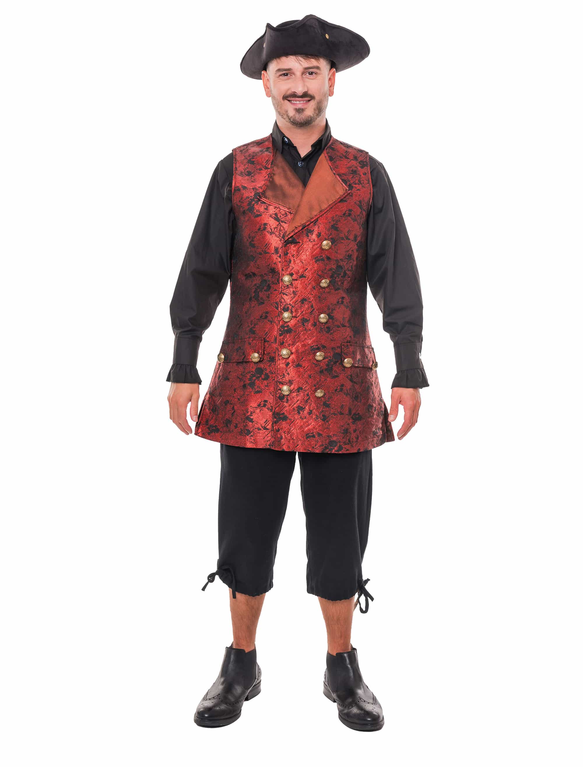 Weste Barock lang Herren rot/schwarz 4XL/5XL