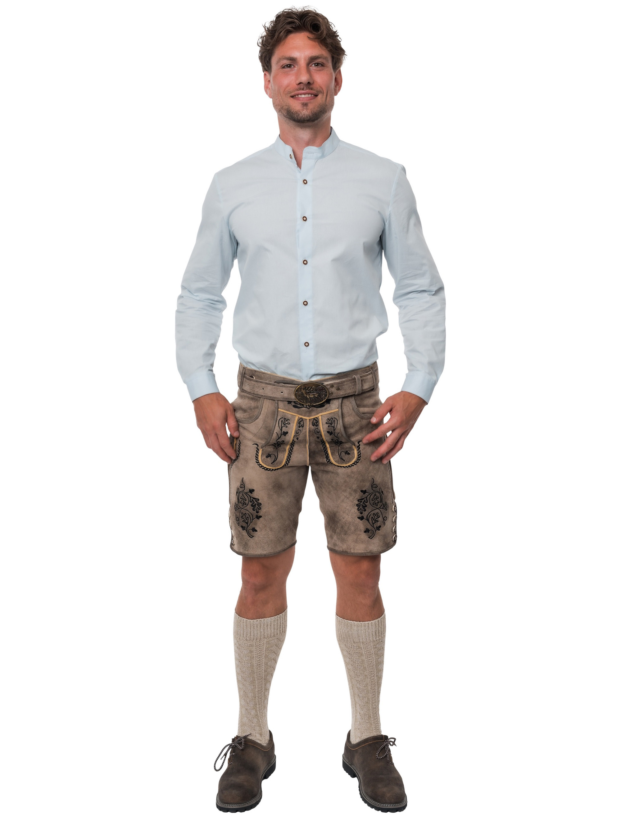 Lederhose Theo kurz Herren beige 4XL