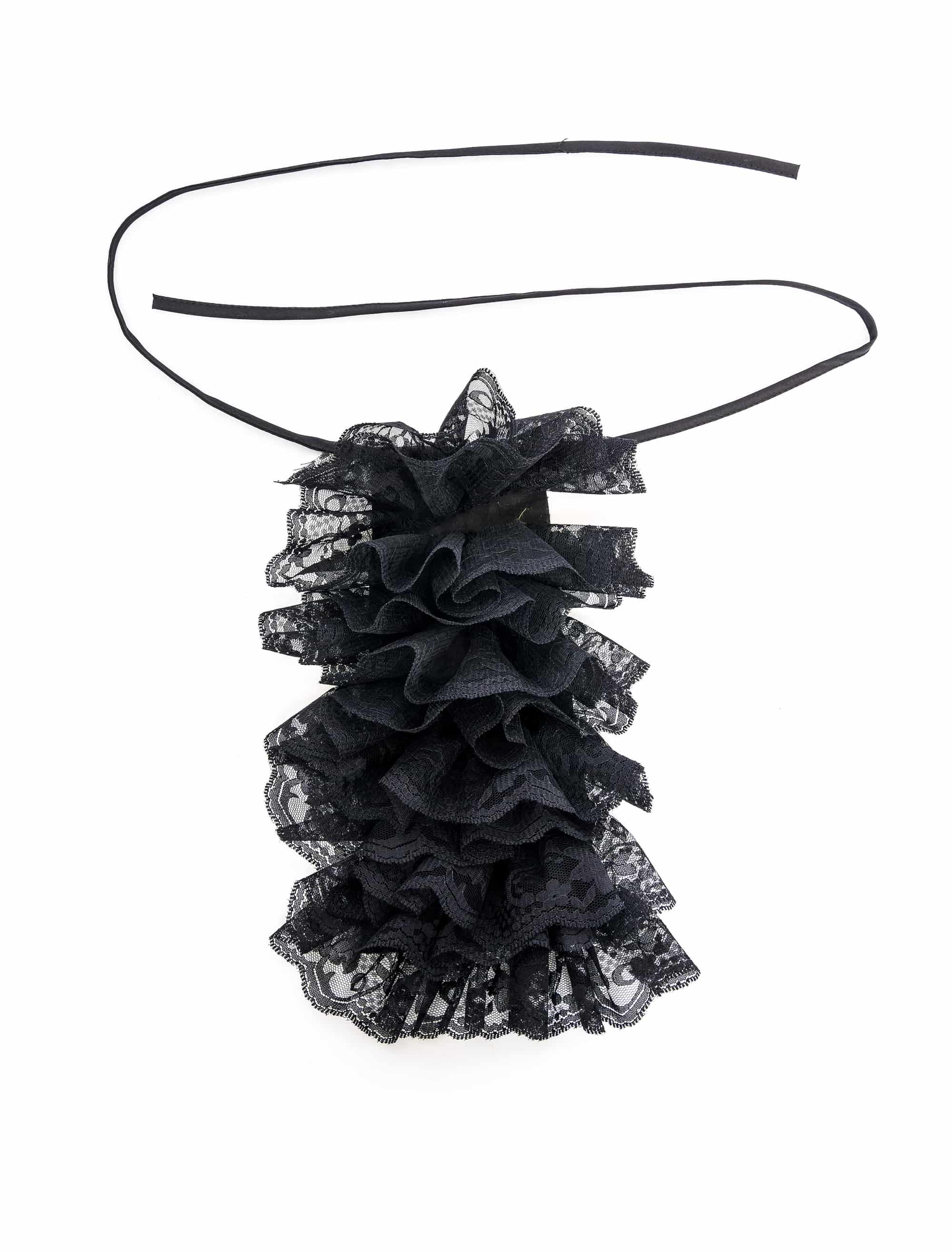 Jabot schwarz Spitze 30cm