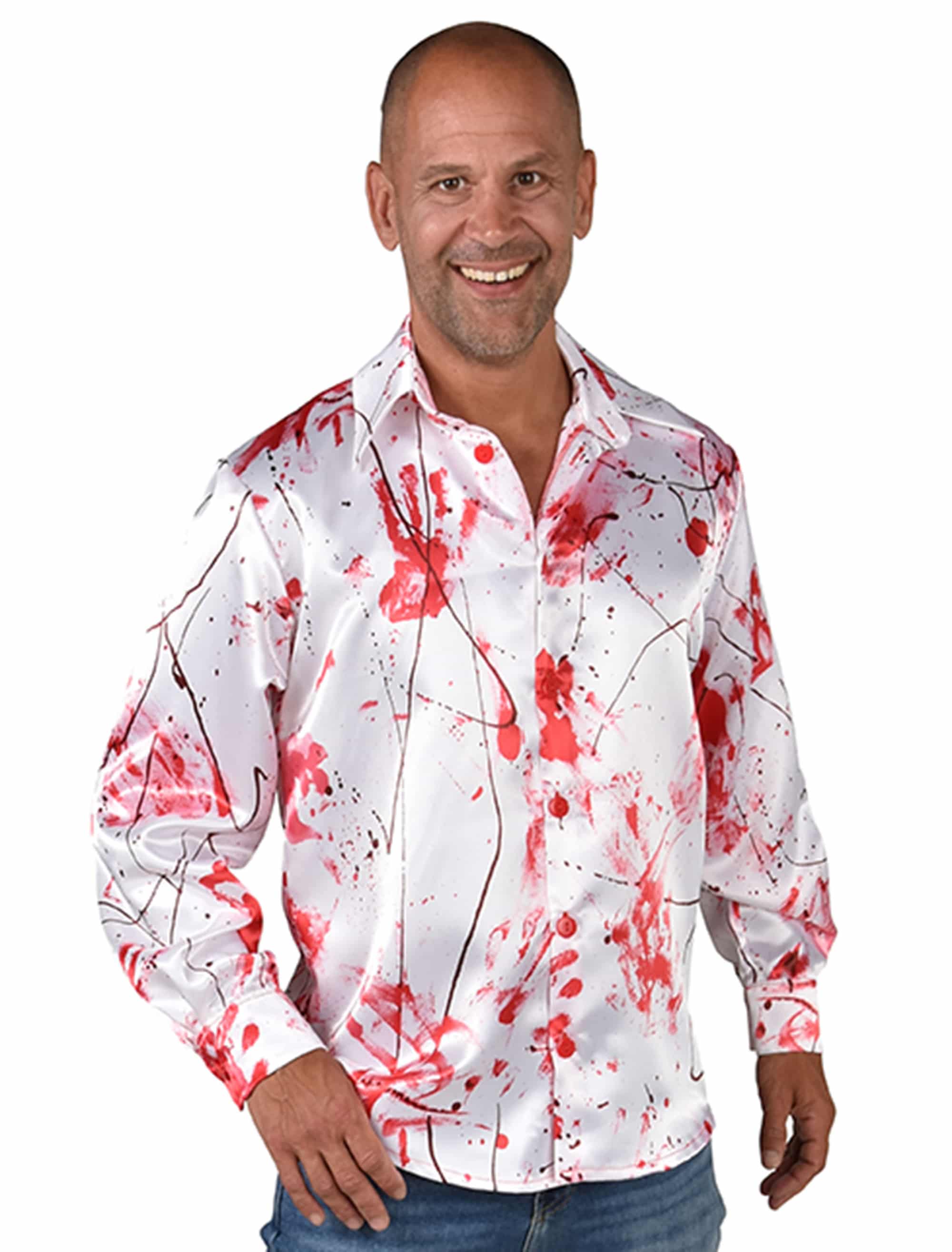 Hemd blutig Blutspritzer Herren rot/weiß L/XL
