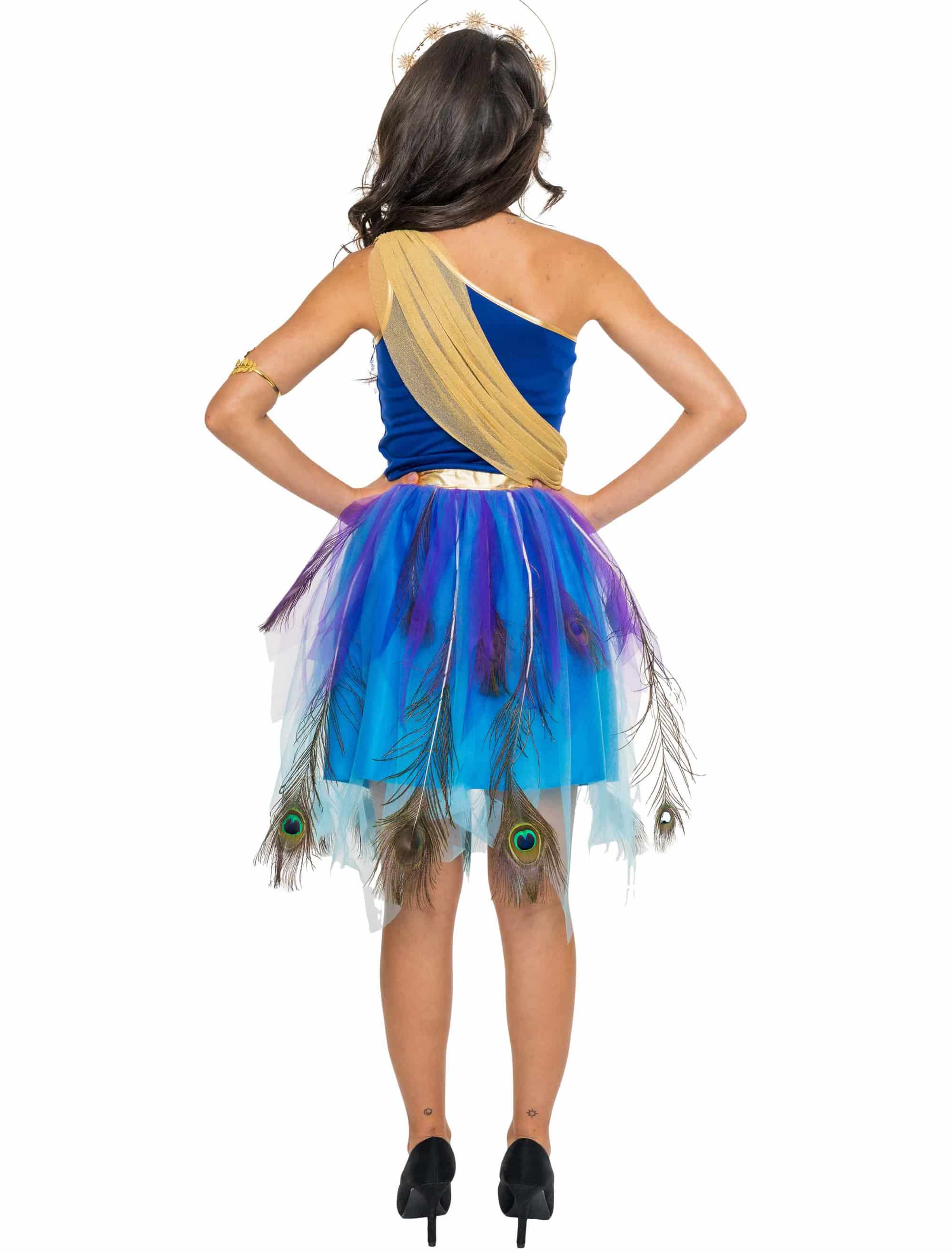 Kleid Pfau Damen blau/grün S