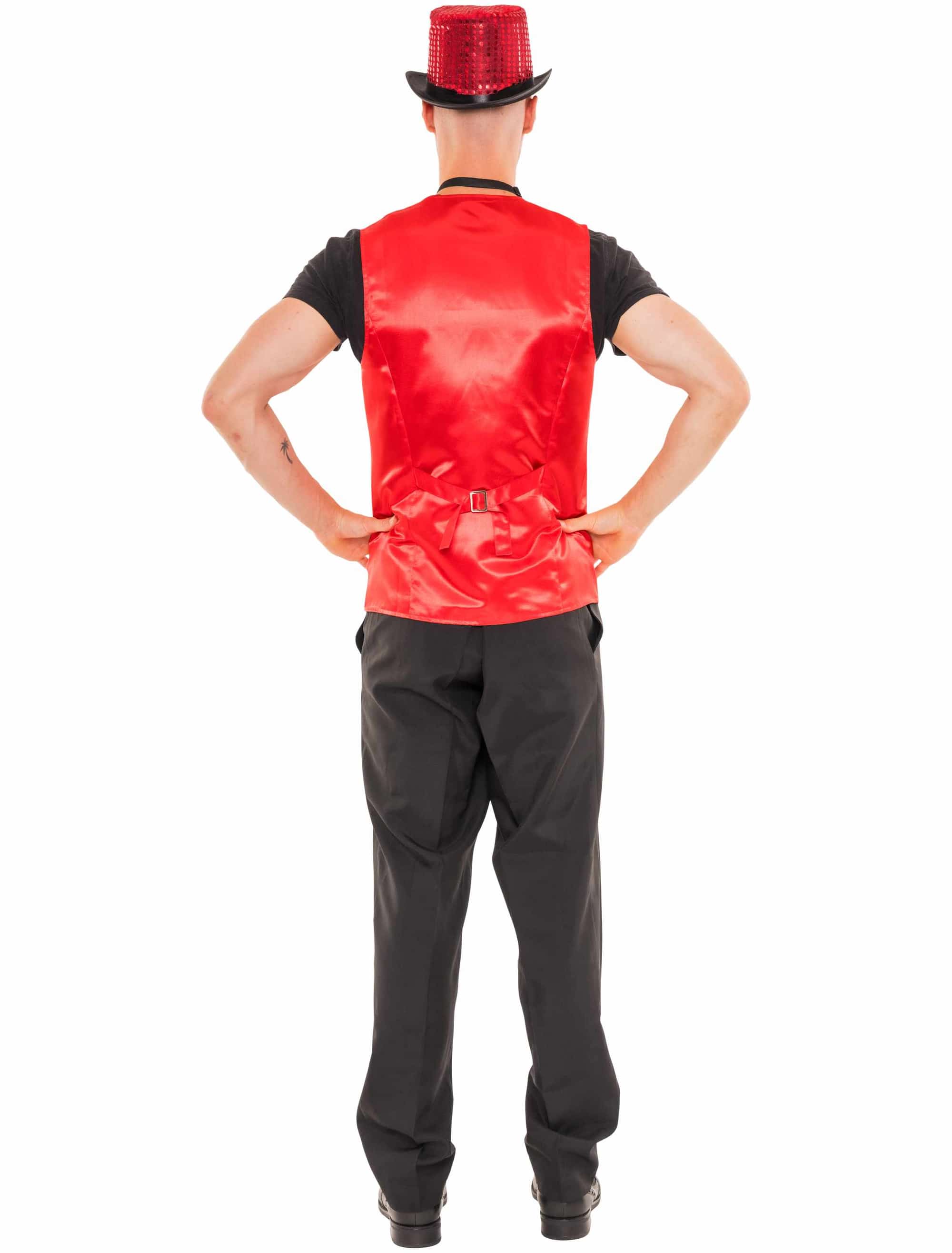 Weste Pailletten de luxe Herren rot S/M