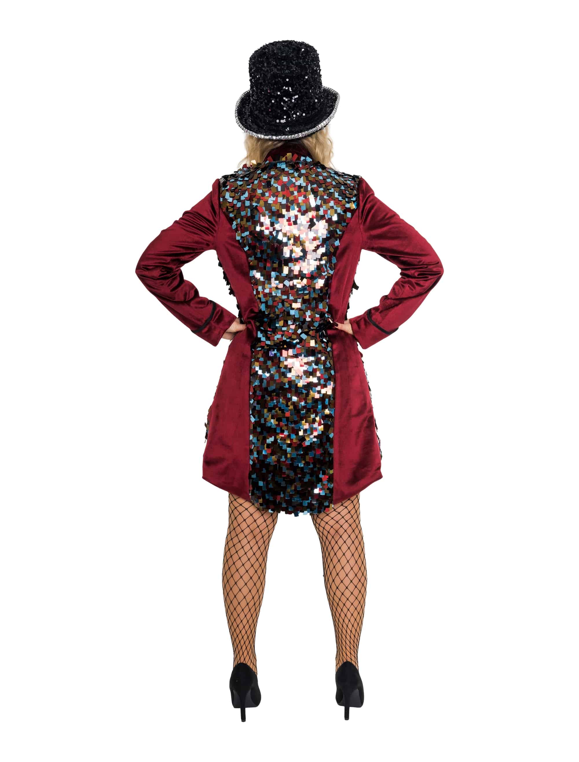 Mantel mit Pailletten Damen rot L/XL