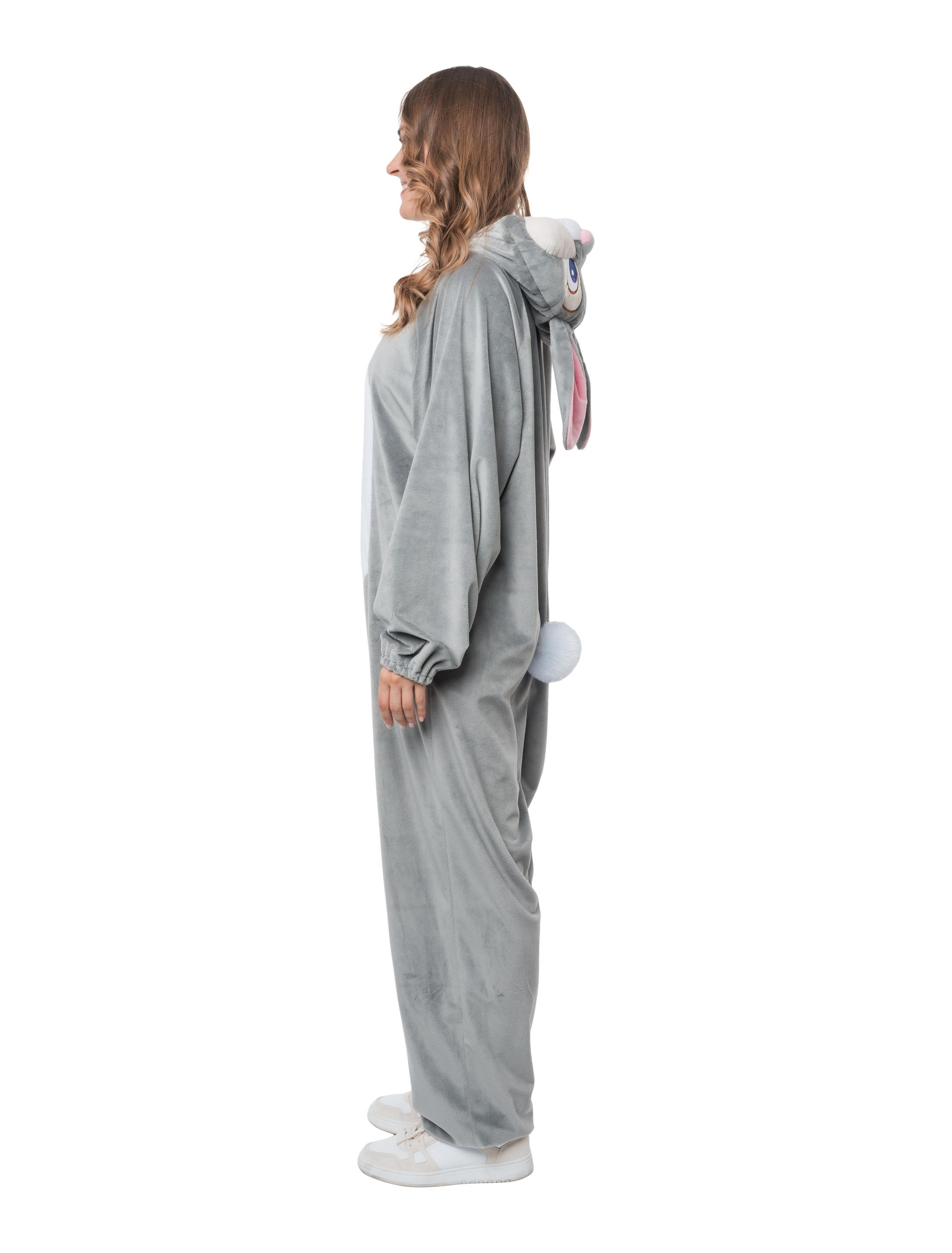 Overall Hase Plüsch grau S/M