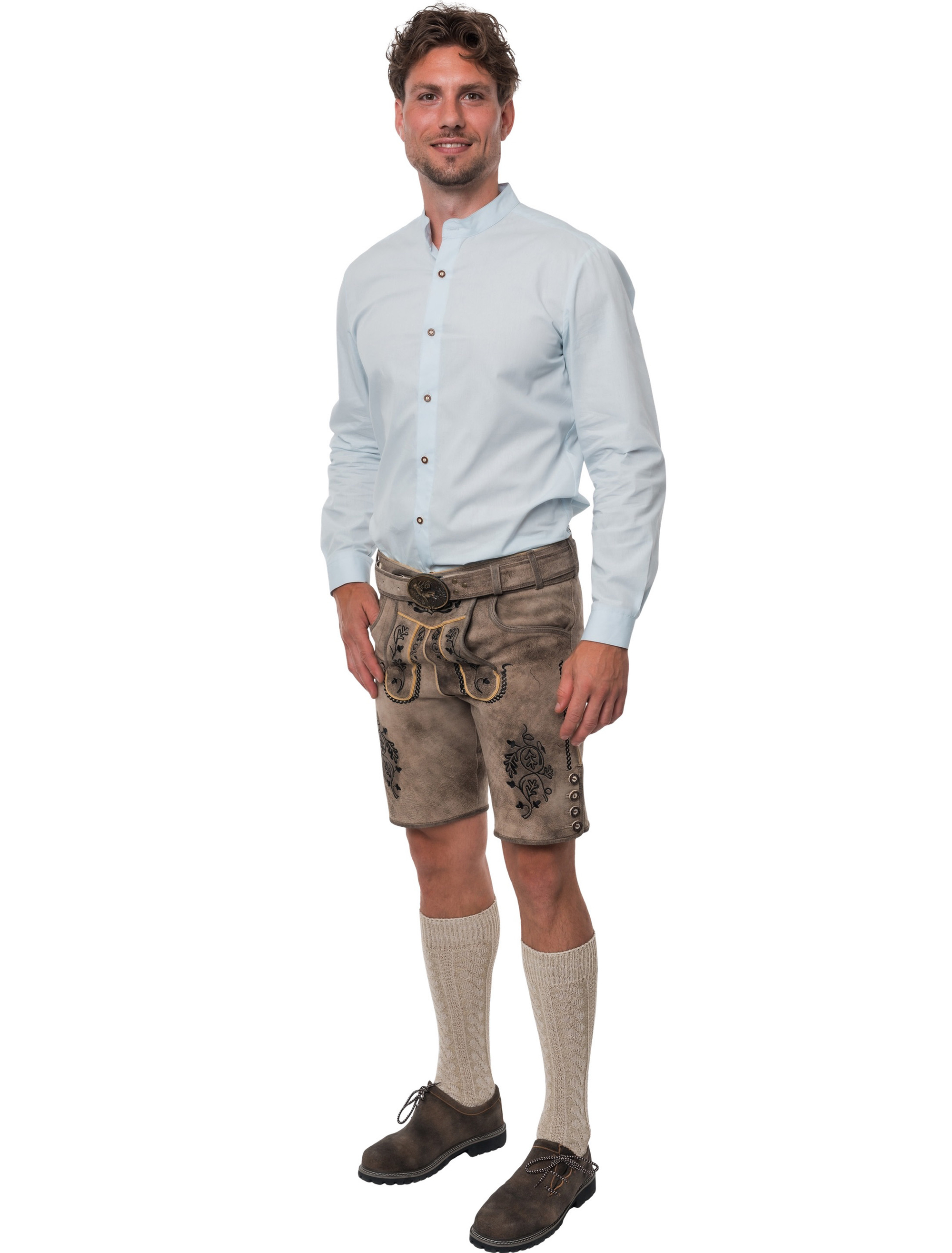 Lederhose Theo kurz Herren beige 4XL