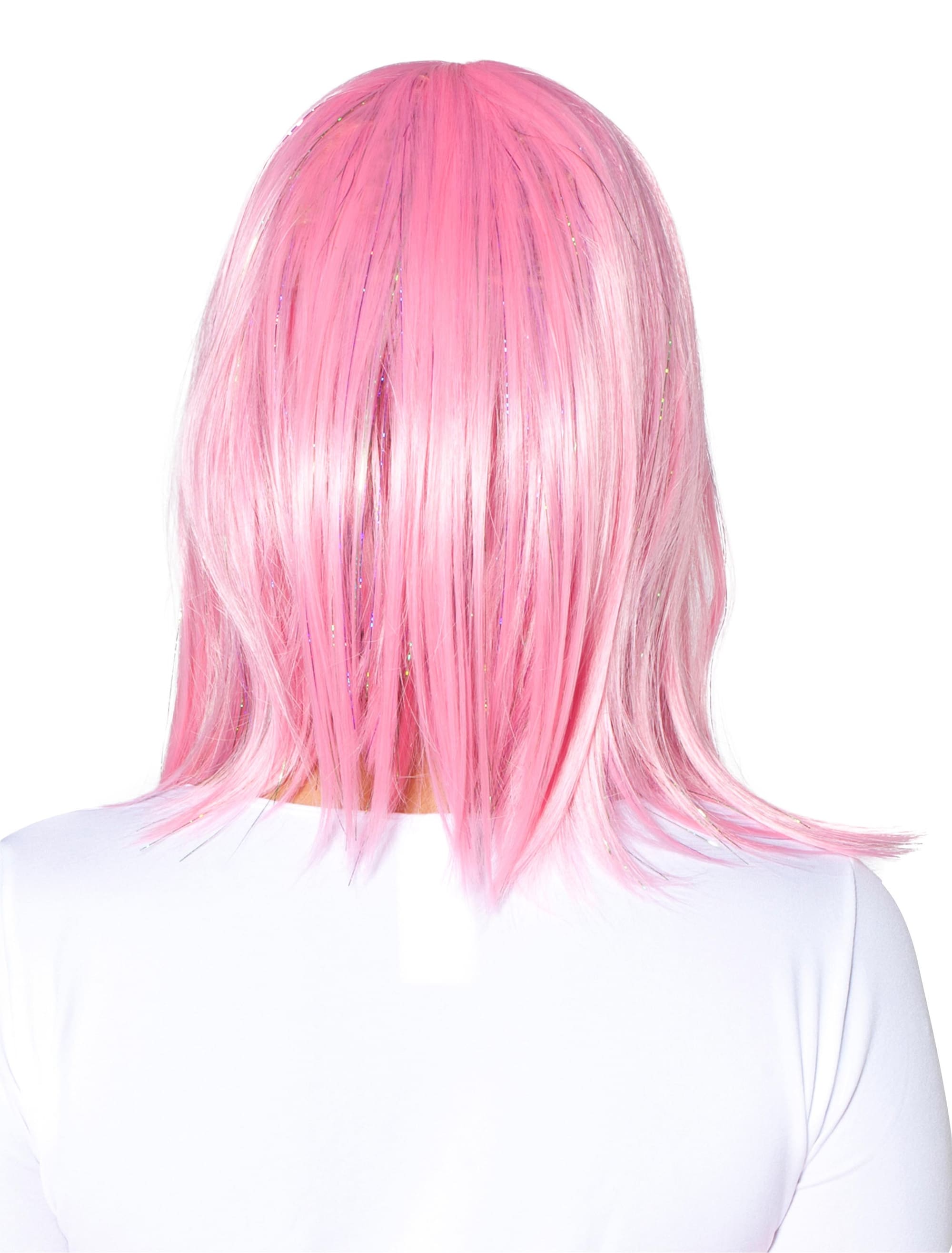 Perücke long Bob mit Pony pink one size
