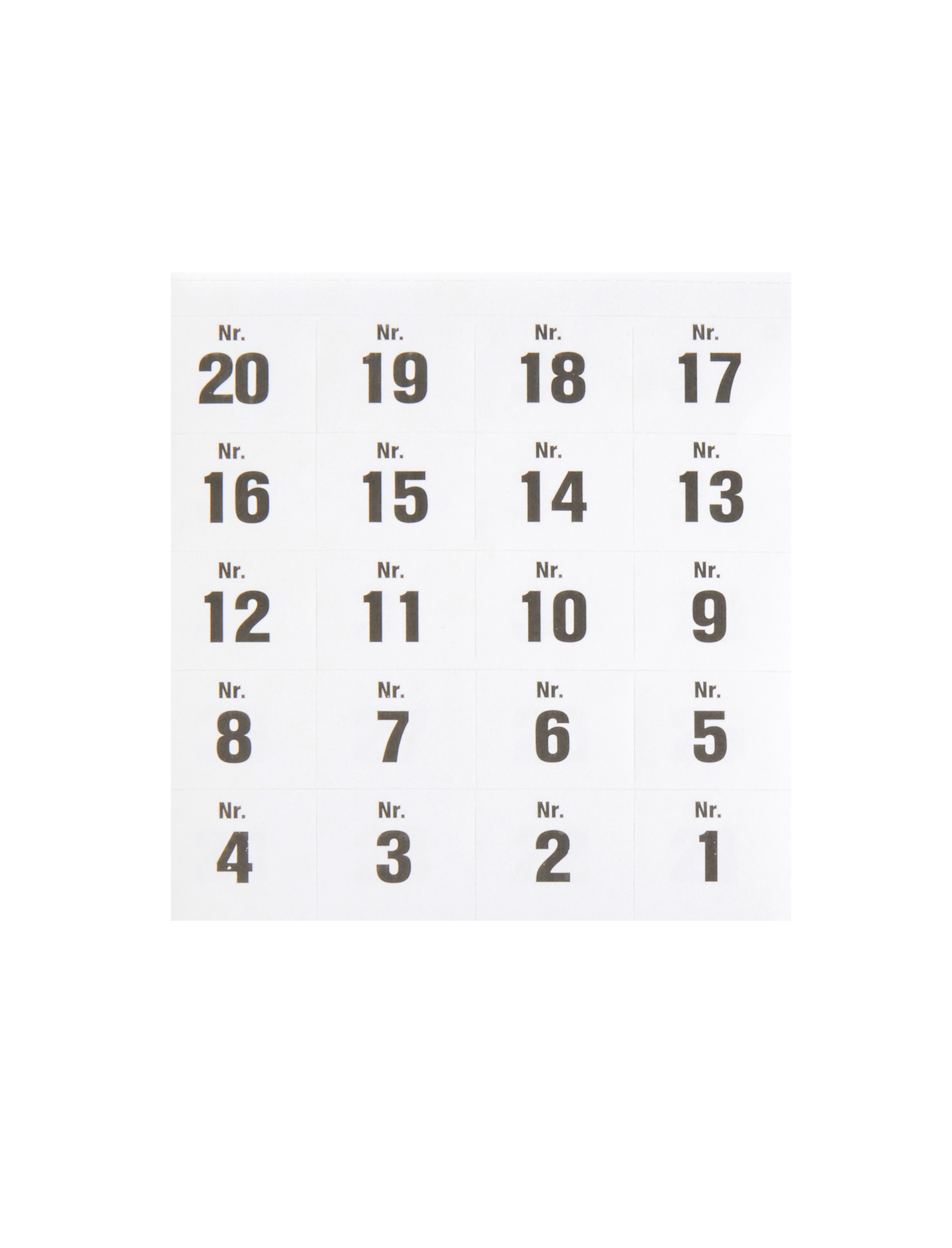 Aufklebenummern 1-100