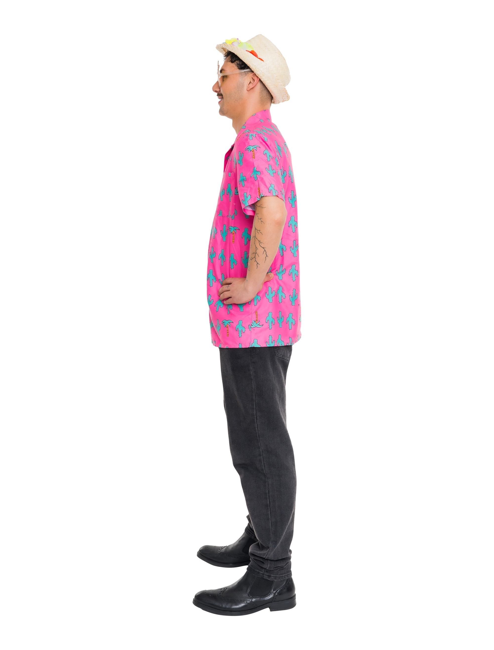 Hemd Kaktus Herren pink/grün M
