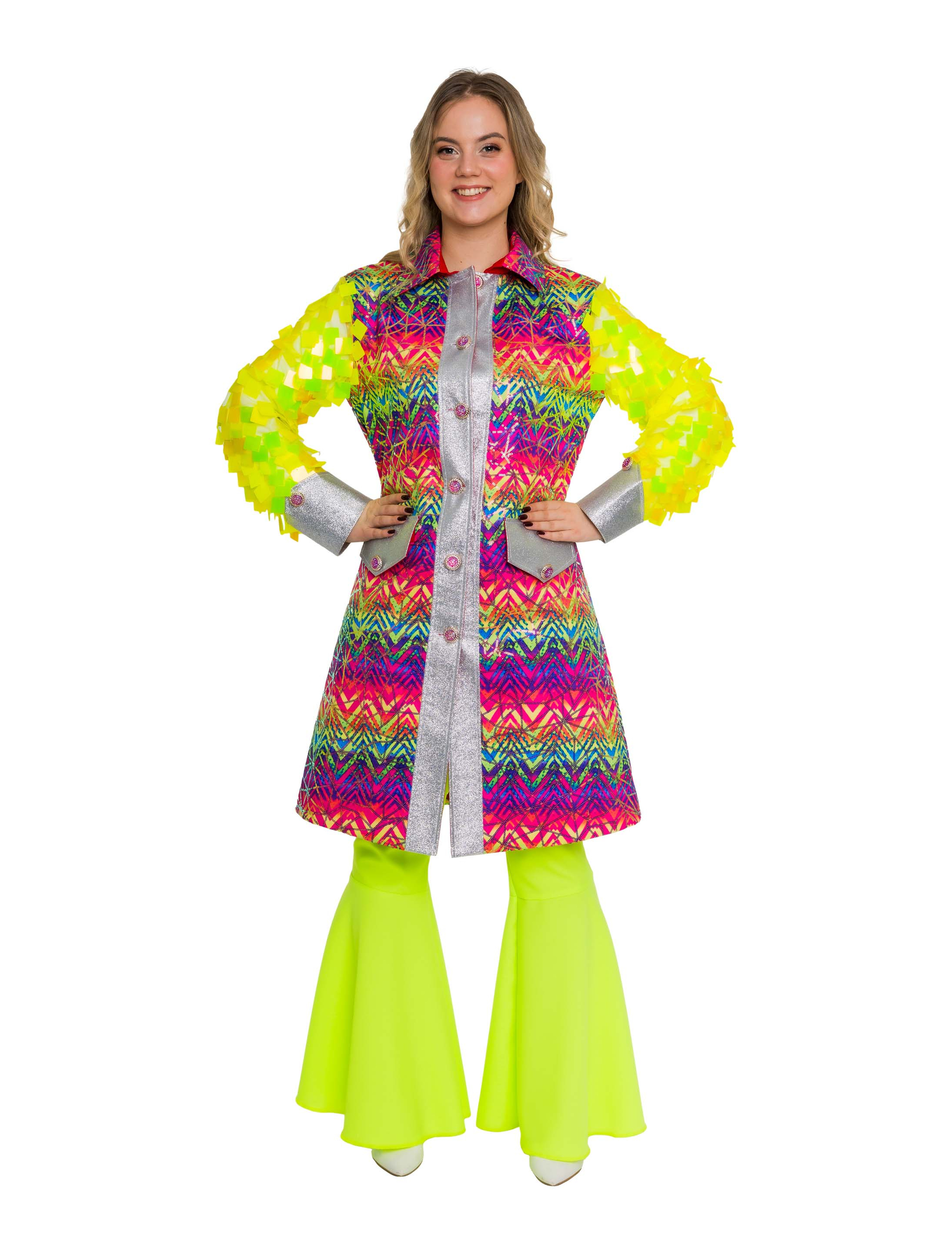 Mantel mit Pailletten Damen bunt S/M