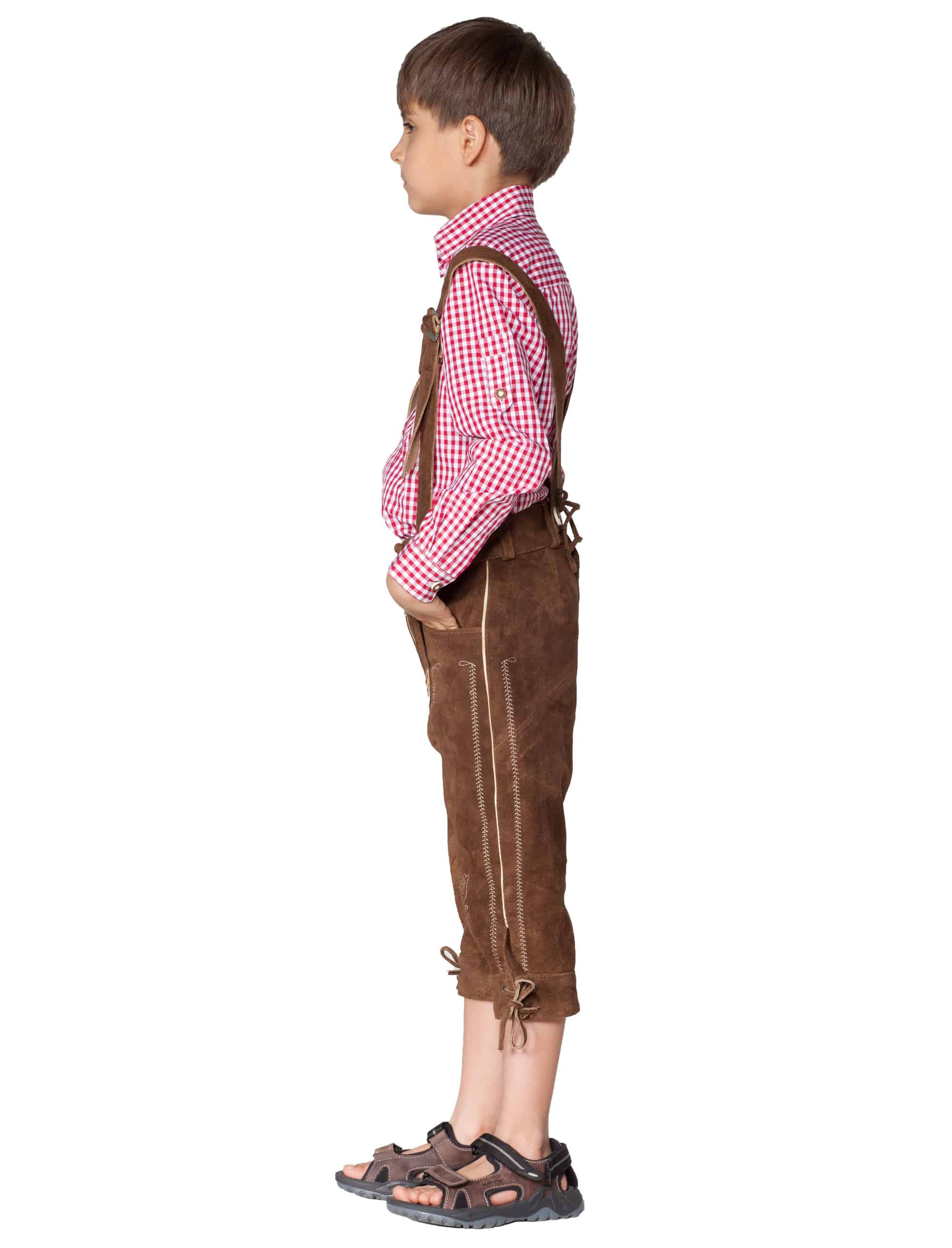 Lederhose Kinder 3/4 lang Kinder dunkelbraun 140