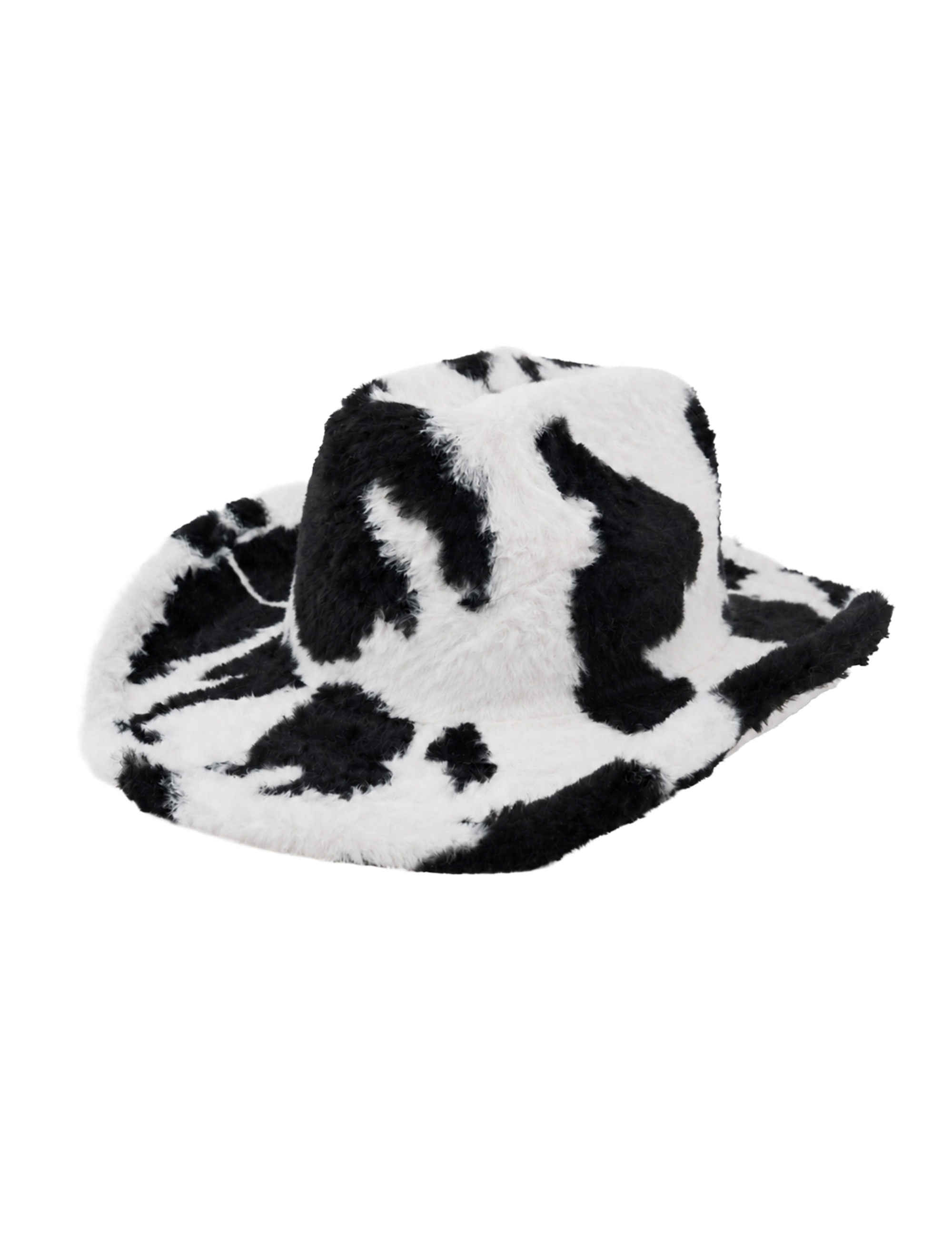 Cowboyhut Plüsch Longhorn Kuh schwarz/weiß one size