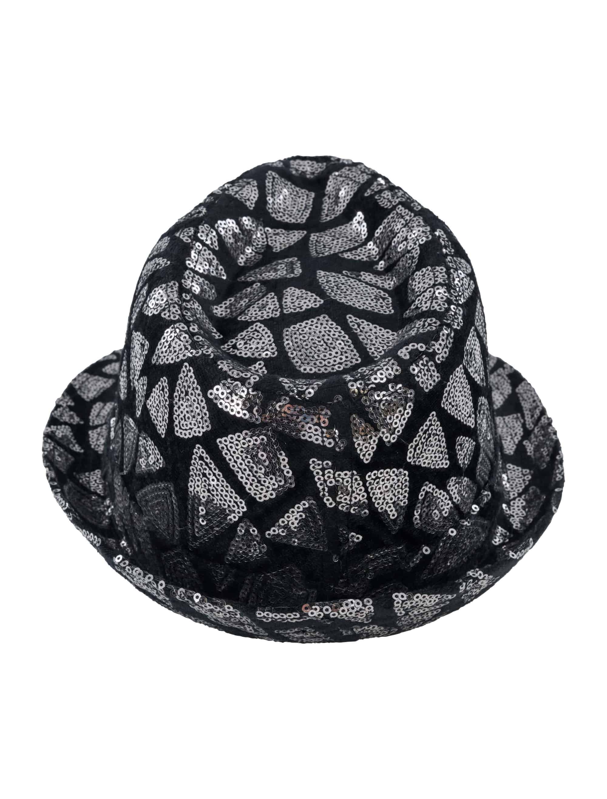 Hut Fedora Pailletten schwarz/silber one size