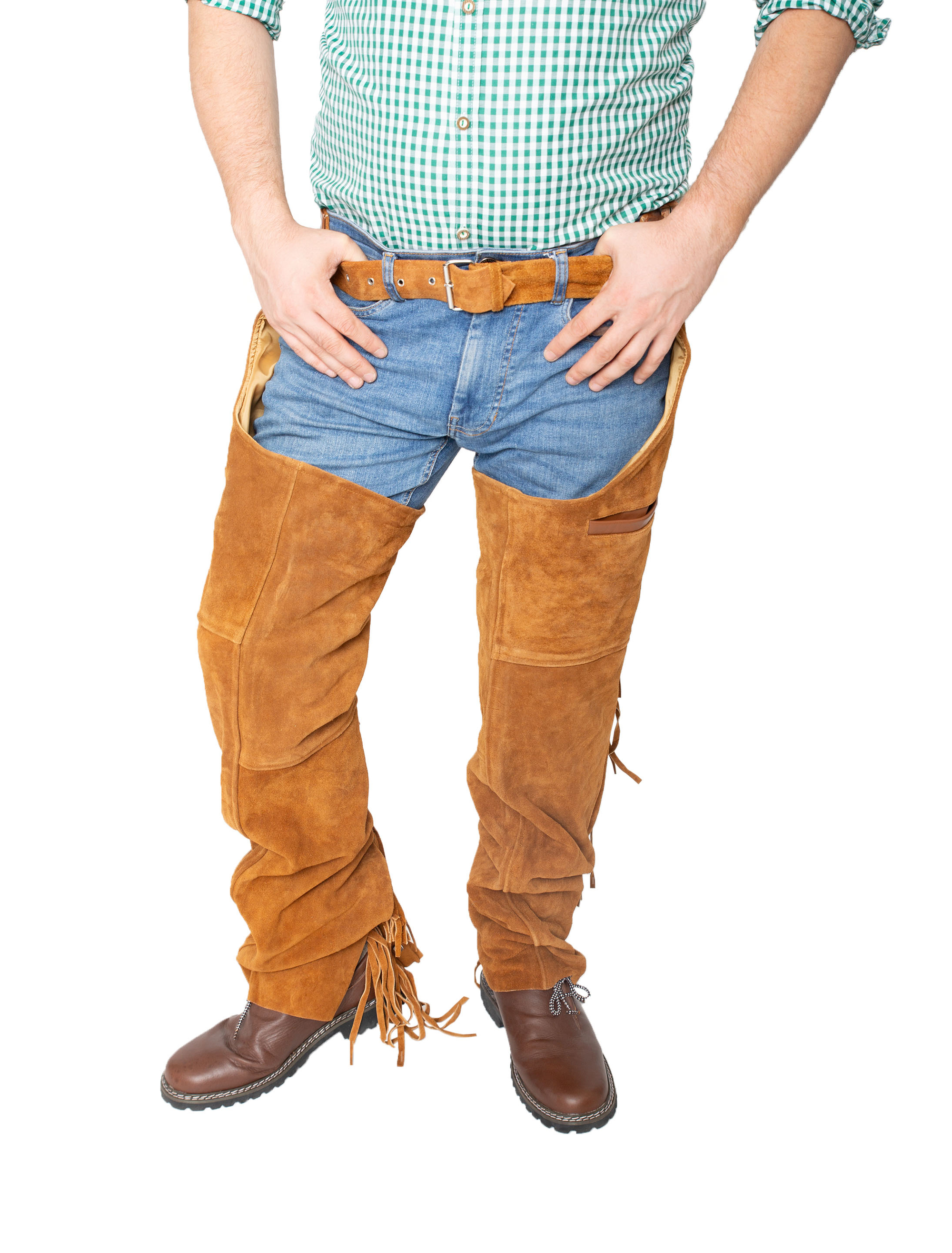 Lederchaps Herren braun XL